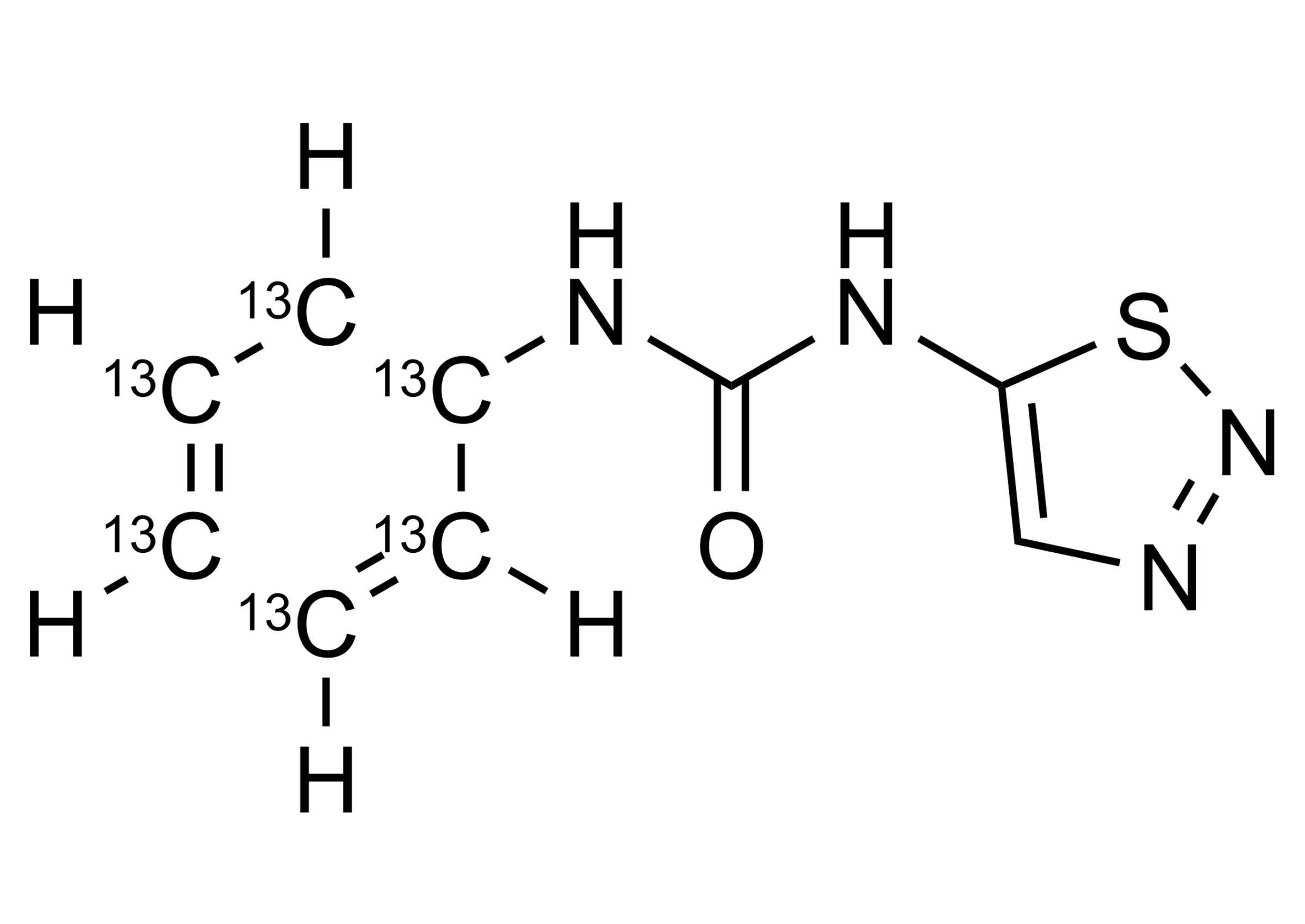 Thidiazuron 13C6 Reference Standard Molecular Structure Molecular structure of Thidiazuron 13C6 reference standard for LC-MS/MS and GC-MS