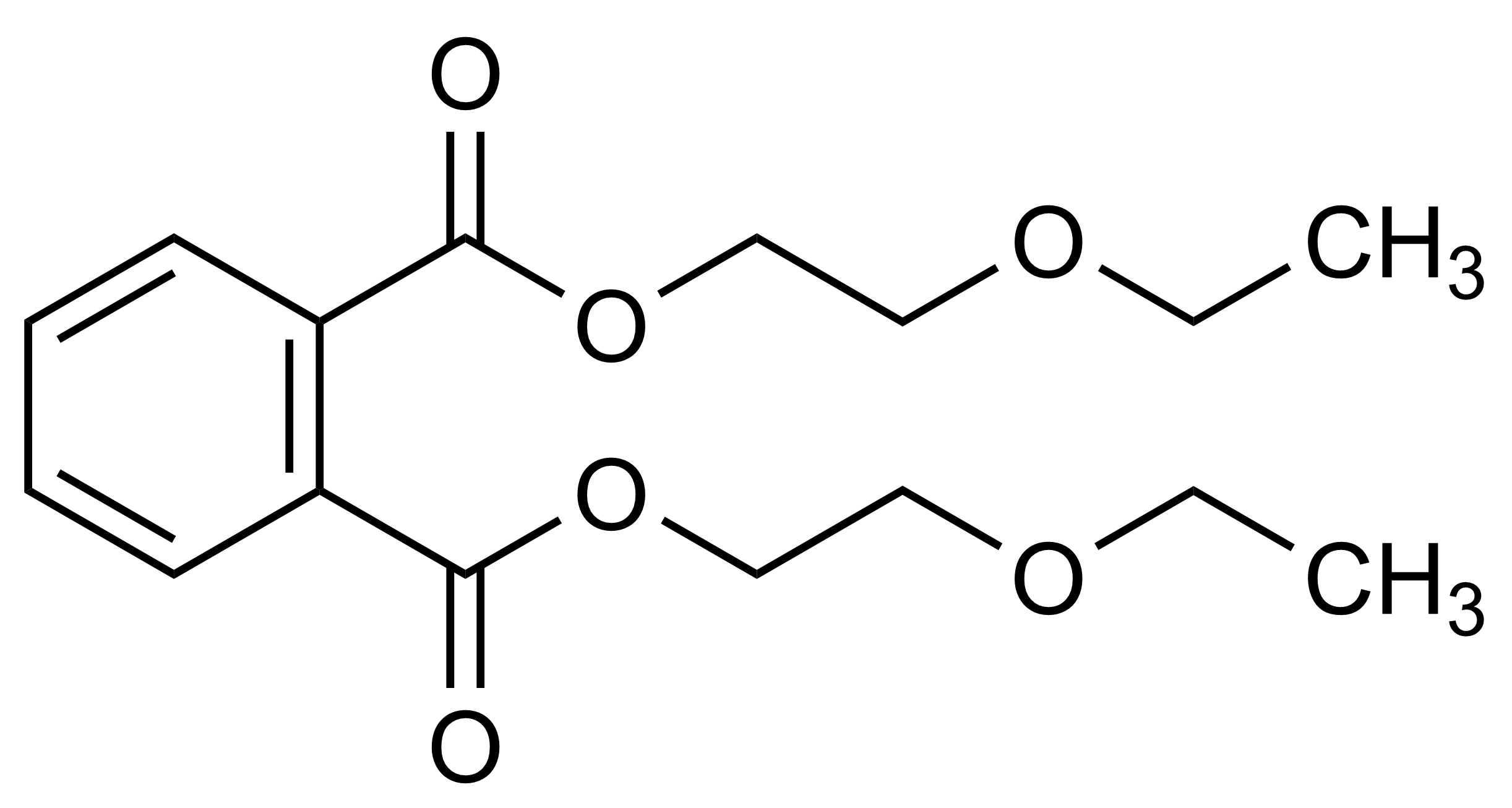 Molecular structure of Bis(2-ethoxyethyl) phthalate reference standard for LC-MS/MS and GC-MS (CAS 605-54-9)