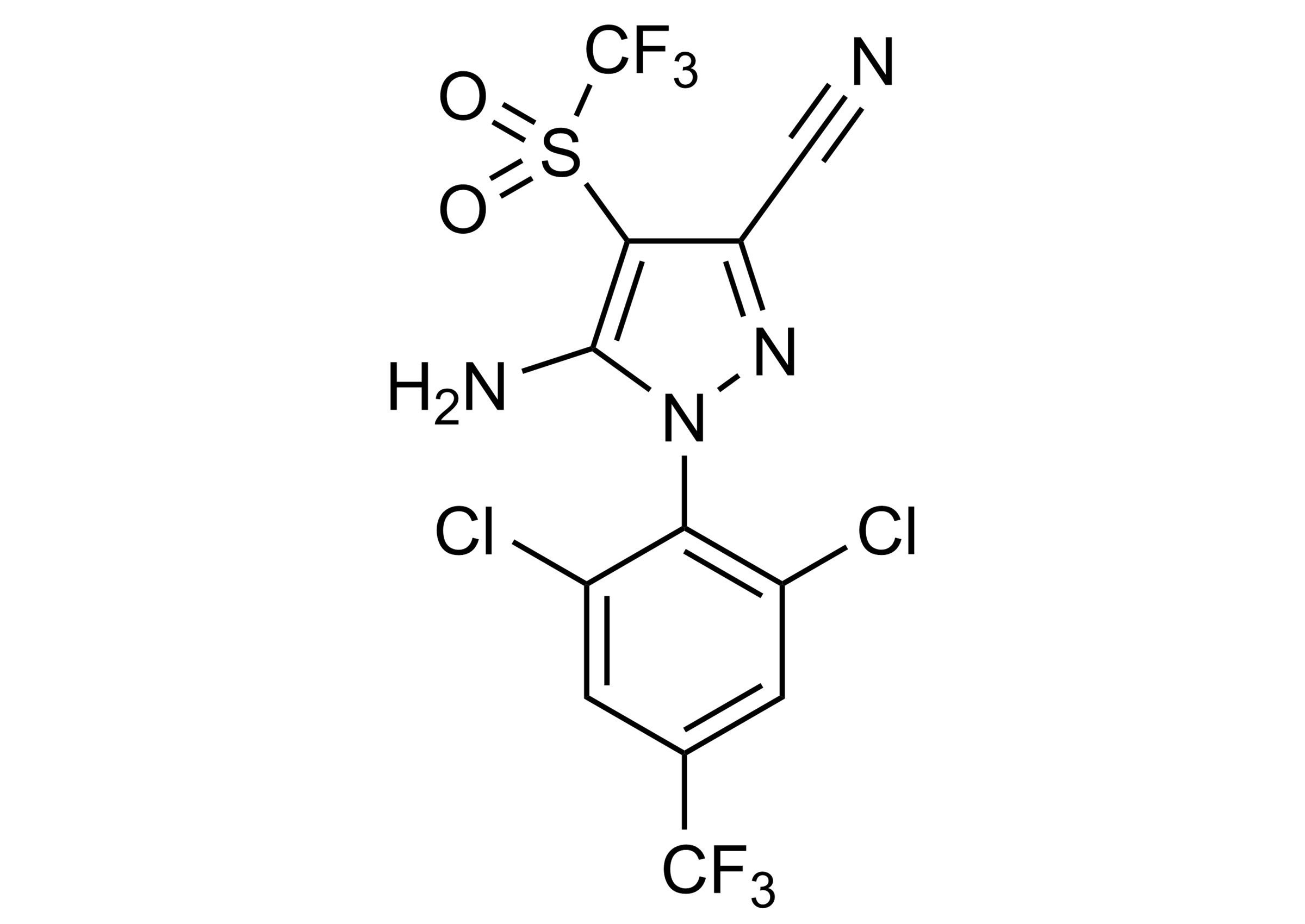Fipronil sulfone Reference Standard Structure for LC-MS/MS - WITEGA Fipronil sulfone reference standard molecular structure - WITEGA