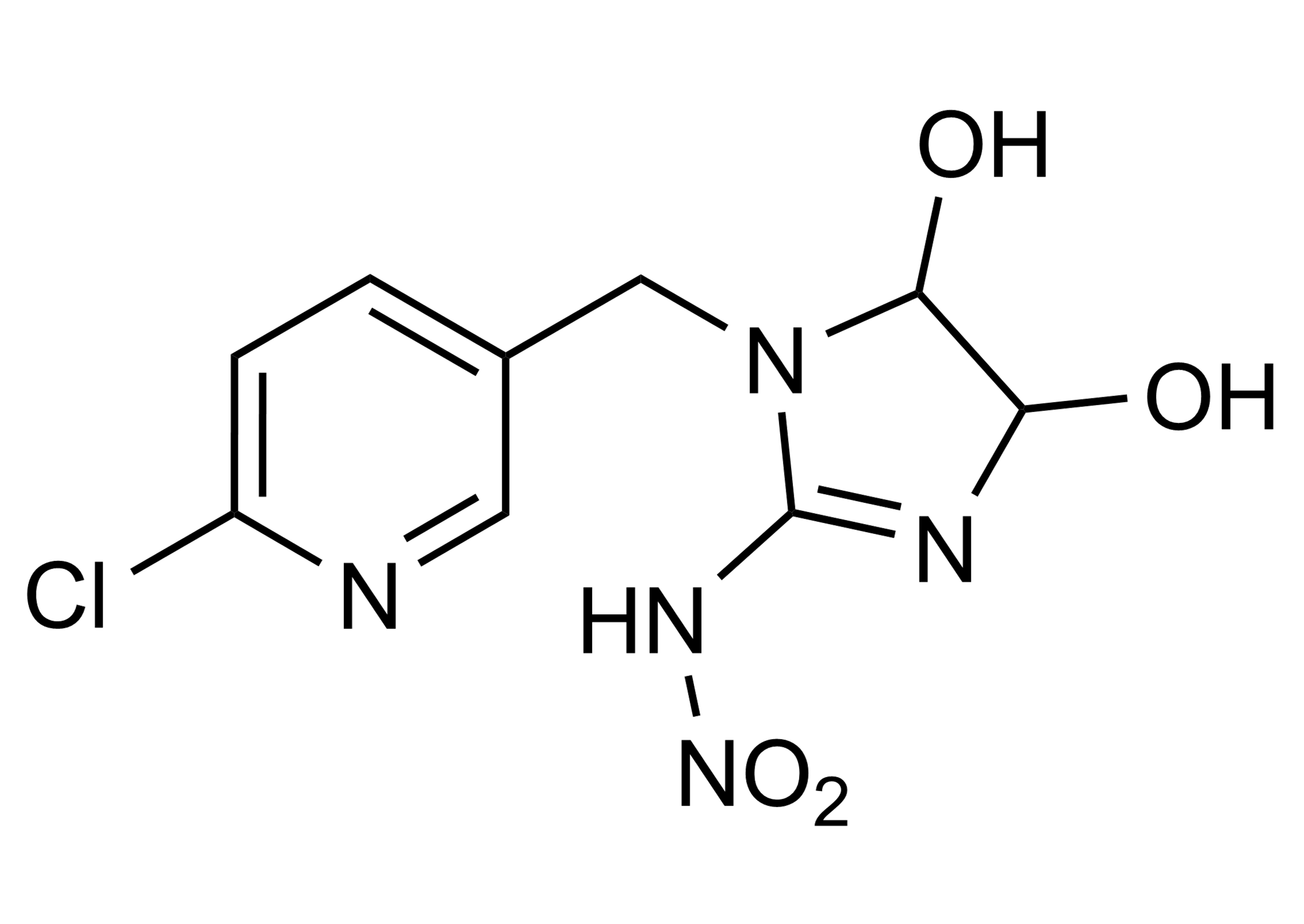 4,5-Dihydroxyimidacloprid Reference Standard Structure 4,5-Dihydroxyimidacloprid reference standard (CAS 155802-65-6) molecular structure