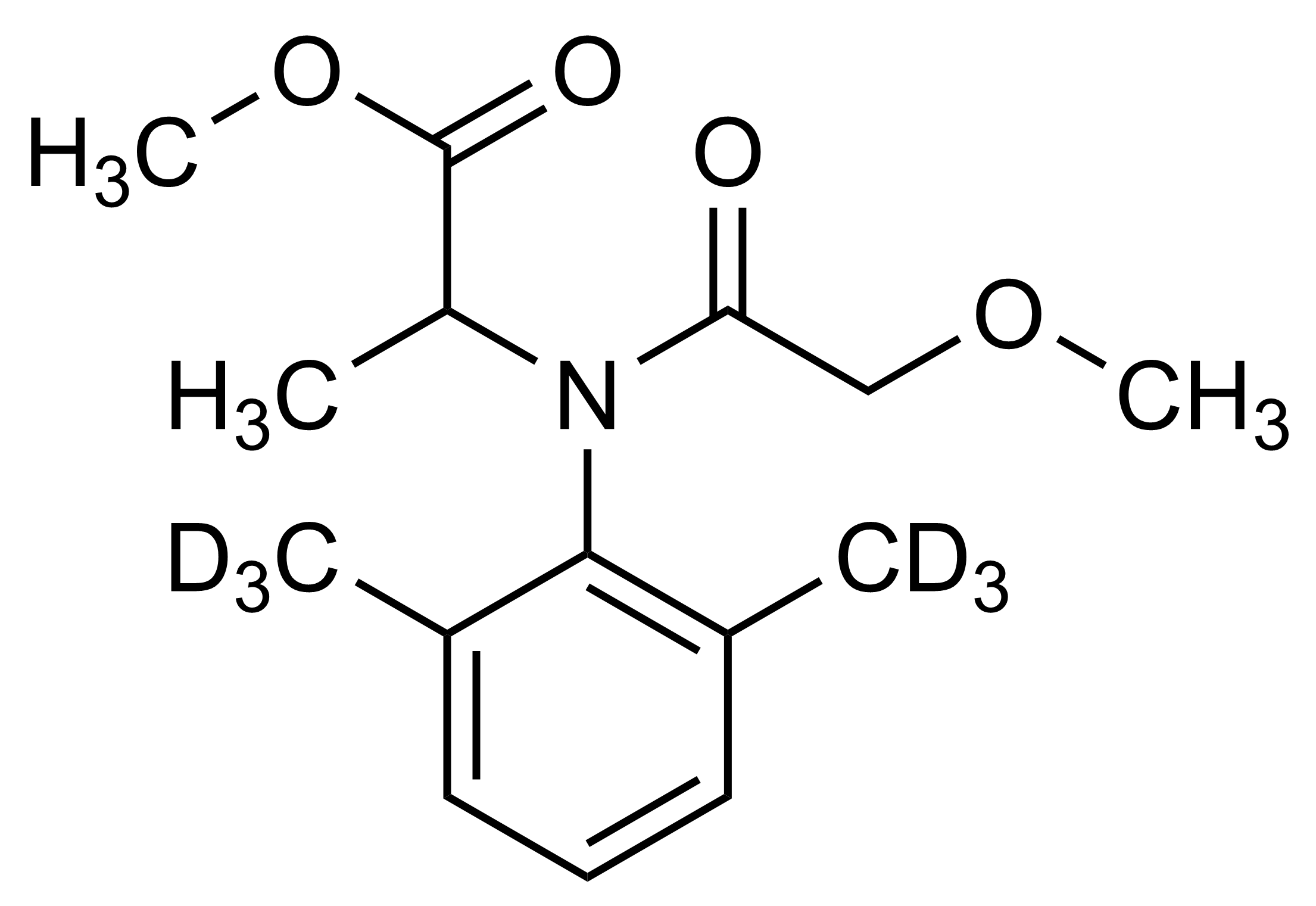 Metalaxyl-D6 molecular structure reference standard for LC-MS/MS and GC-MS quantification