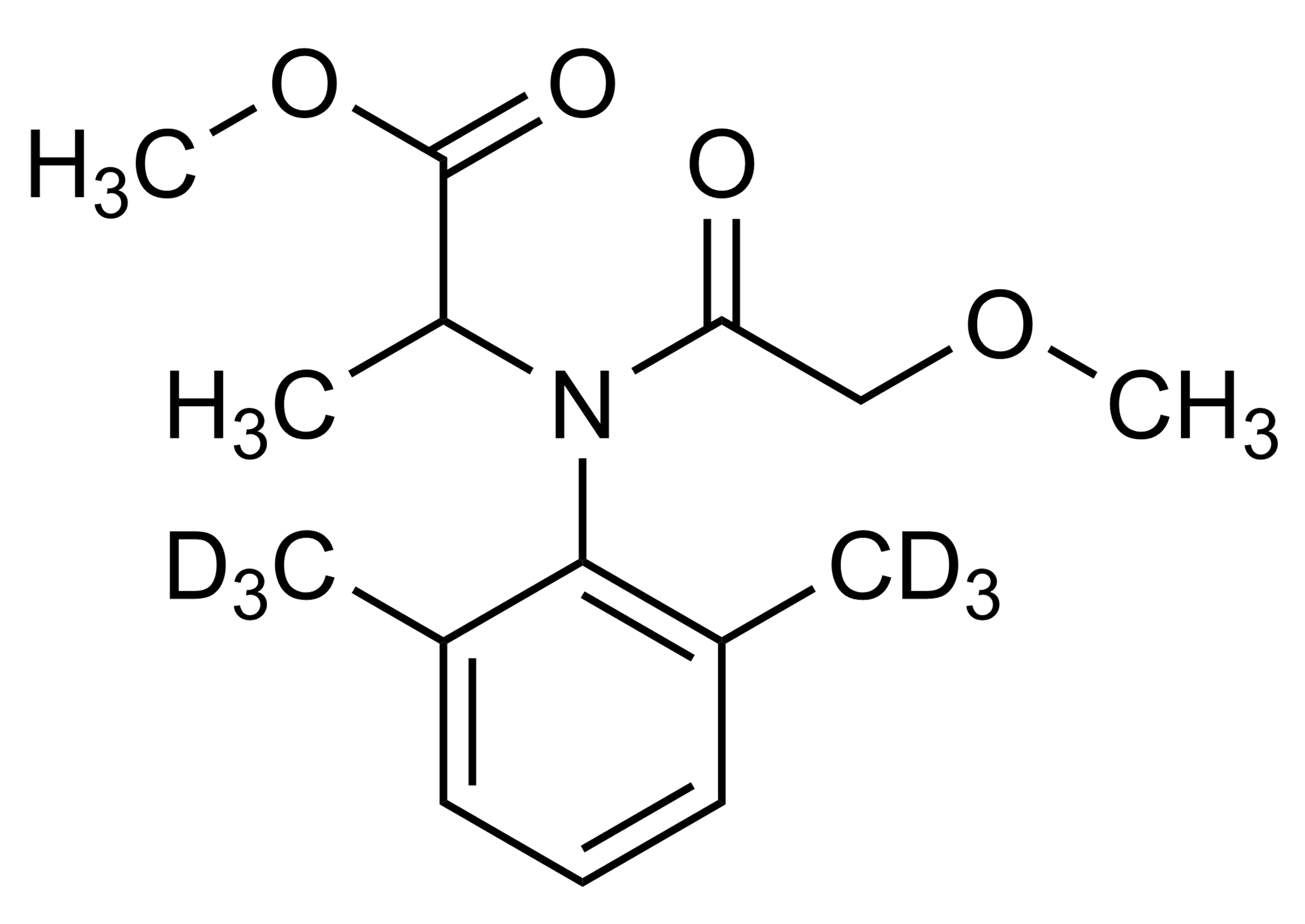 Metalaxyl-D6 Reference Standard Molecular Structure Metalaxyl-D6 molecular structure reference standard for LC-MS/MS and GC-MS quantification