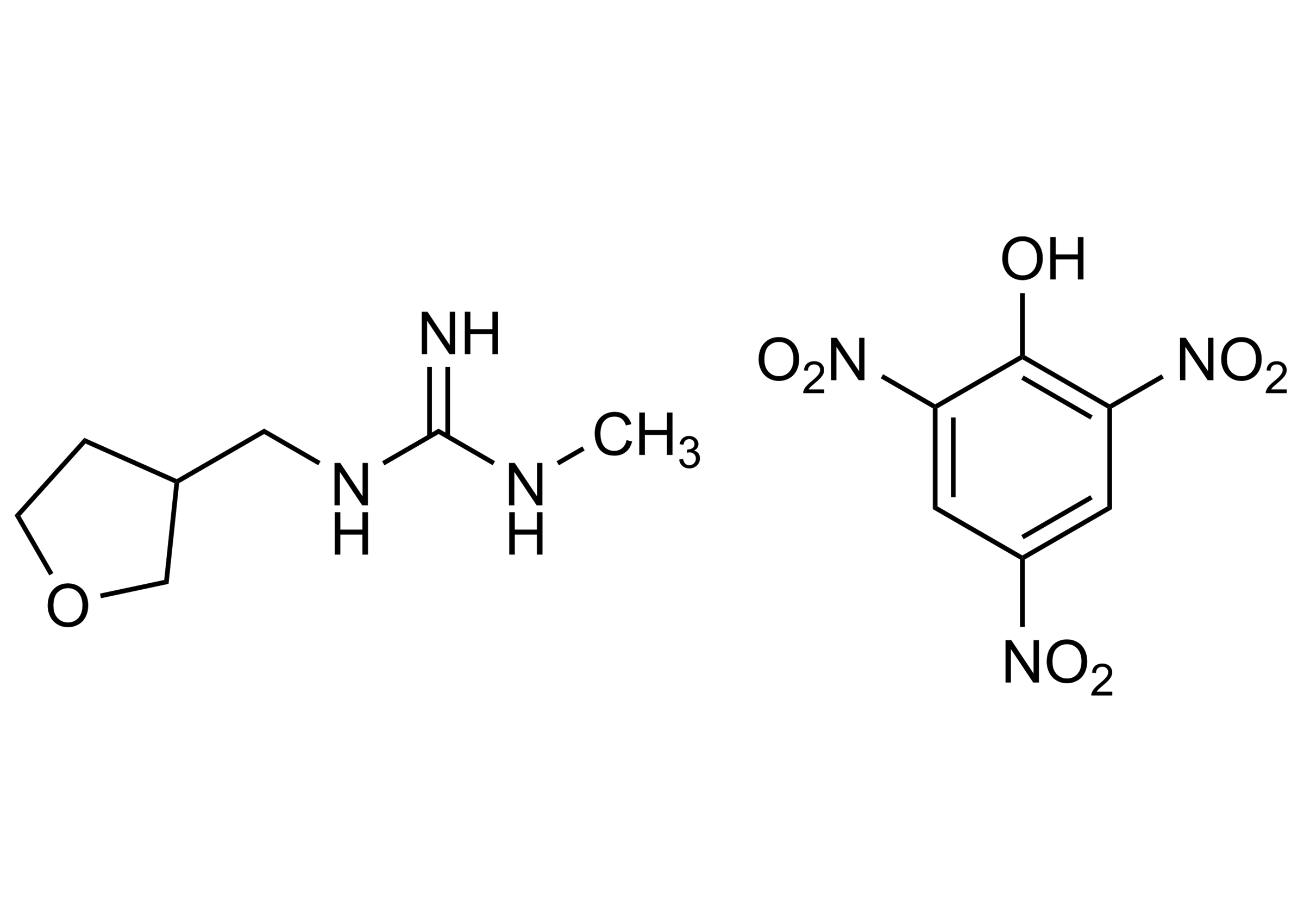 Molecular structure of Dinotefuran DN picrate reference standard for LC-MS/MS and GC-MS quantification