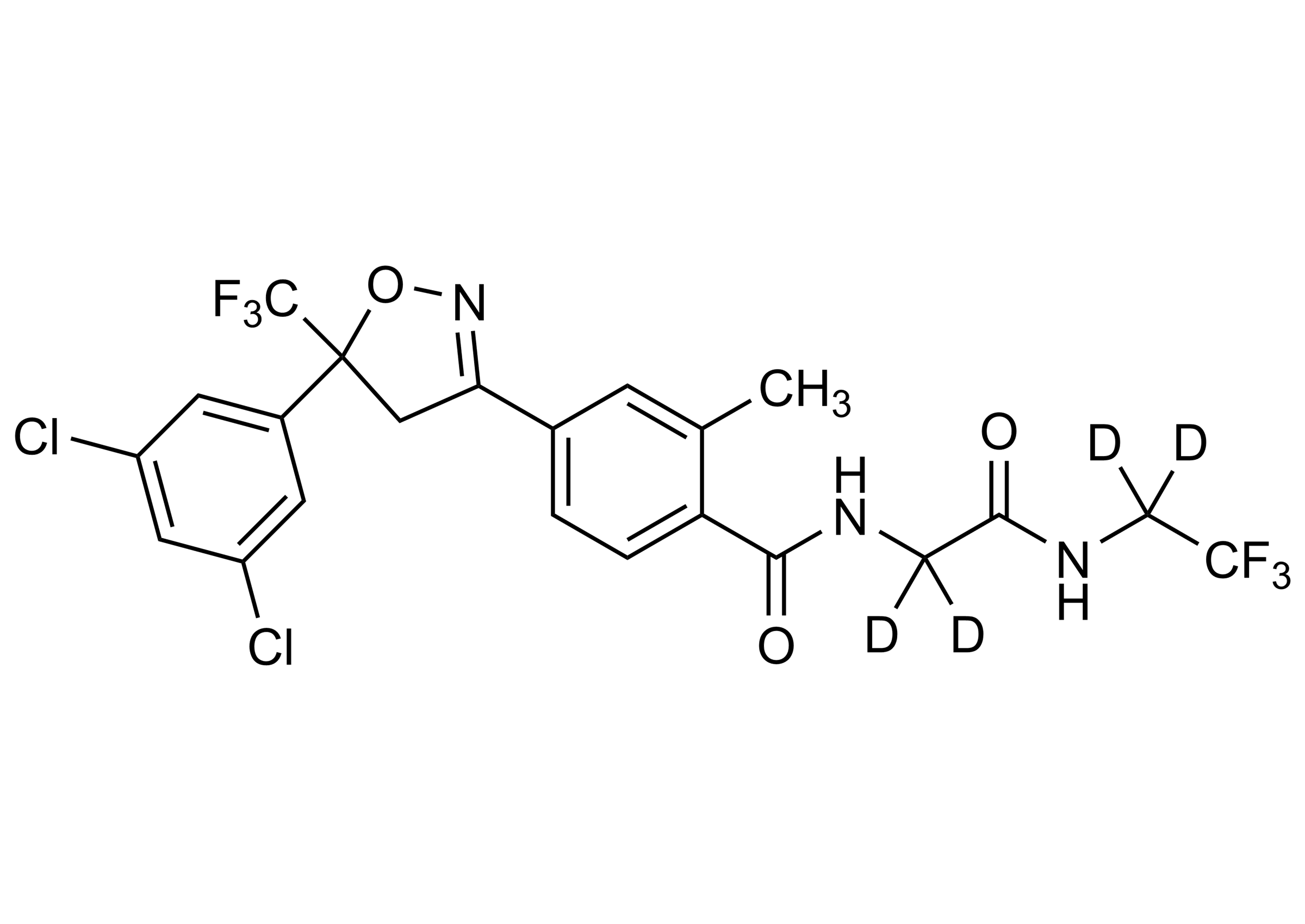 Molecular structure of Fluralaner-D4 reference standard for LC-MS/MS and GC-MS analysis