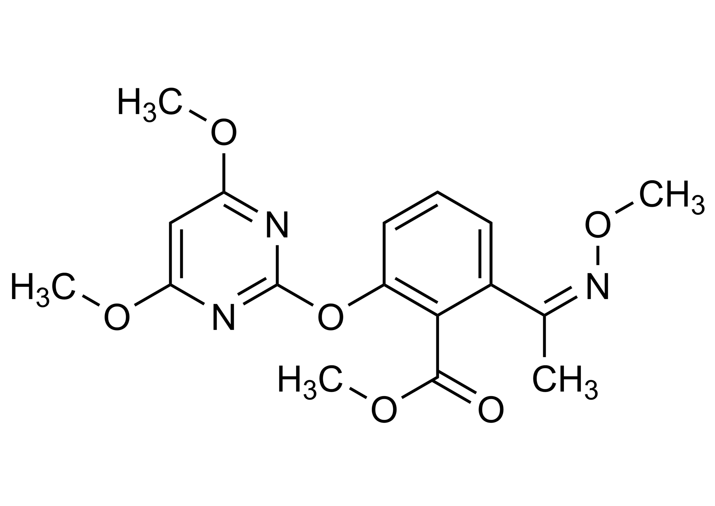 Molecular structure of Z Pyriminobac methyl reference standard CAS 147411-70-9
