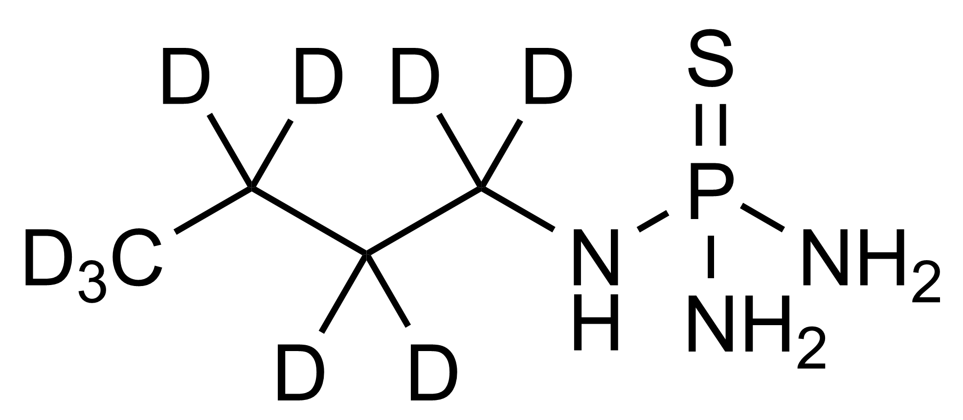 Molecular structure of n-Butylthiophosphoric triamide-D9 NBPT-D9 reference standard for LC-MS/MS and GC-MS calibration