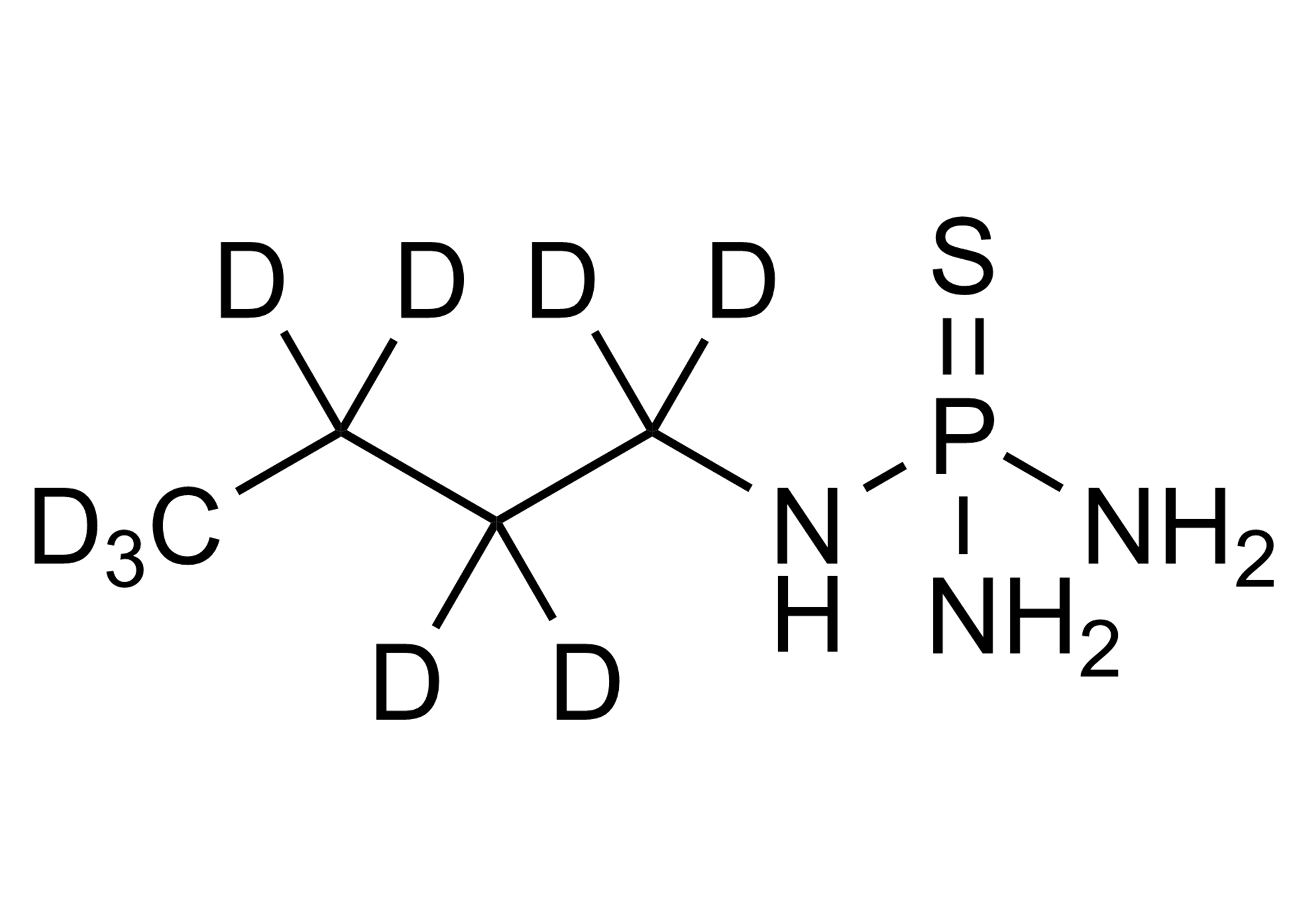 Molecular structure of n-Butylthiophosphoric triamide-D9 NBPT-D9 reference standard for LC-MS/MS and GC-MS calibration