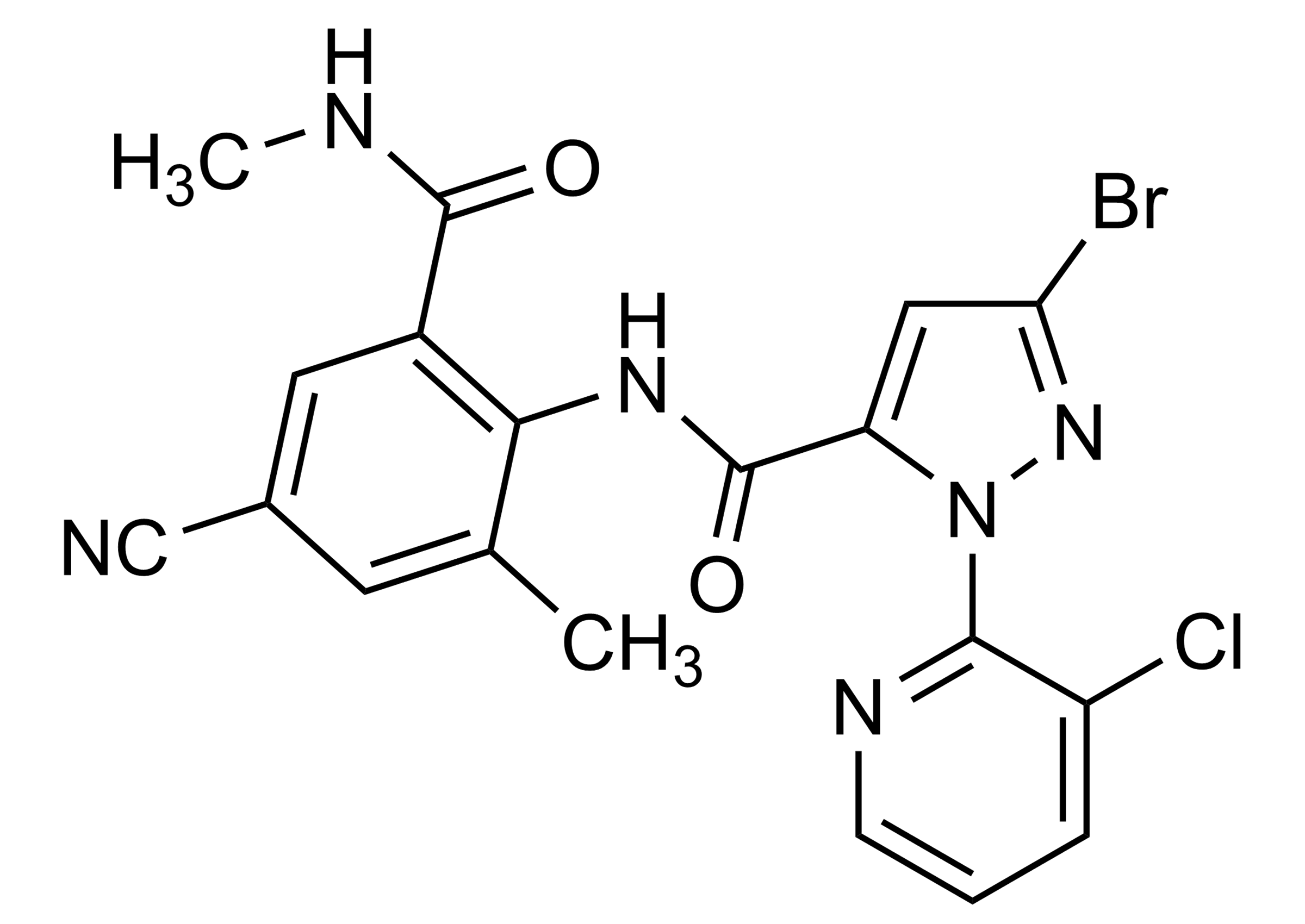 Cyantraniliprole Reference Standard – Molecular Structure, CAS 736994-63-1 Cyantraniliprole reference standard molecular structure (CAS 736994-63-1)