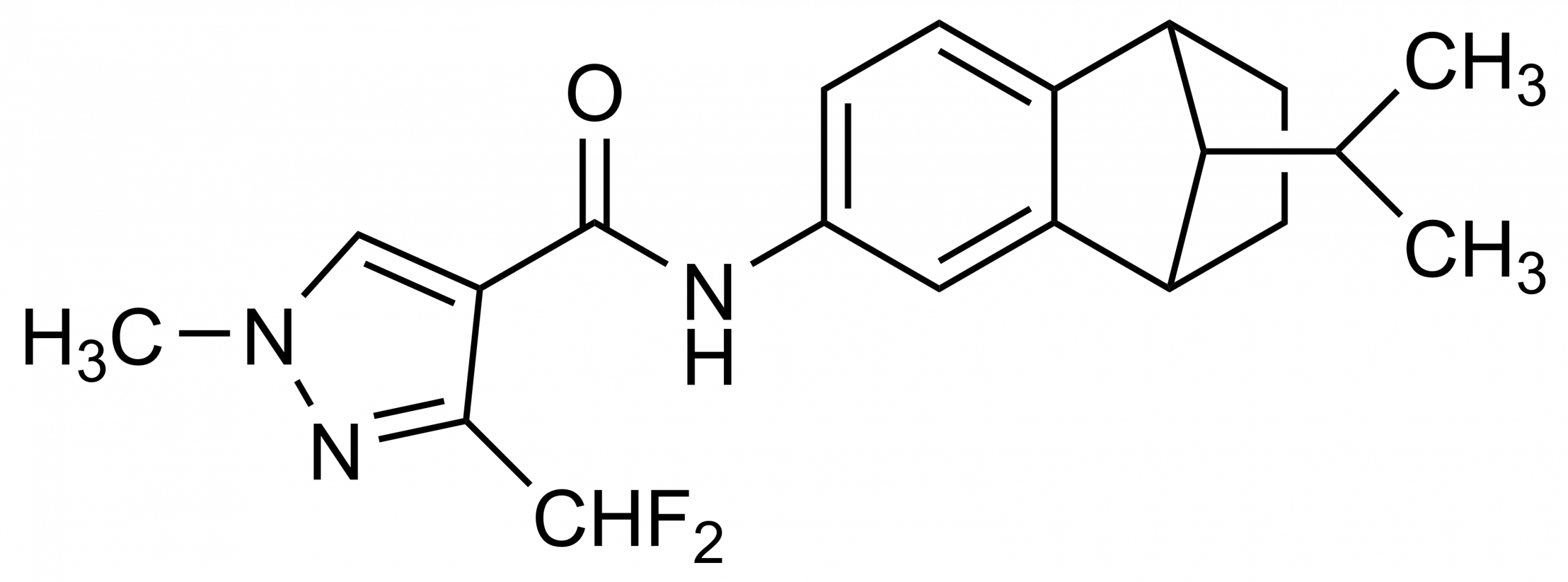Isopyrazam molecular structure reference standard for LC-MS/MS and GC-MS (CAS 881685-58-1)