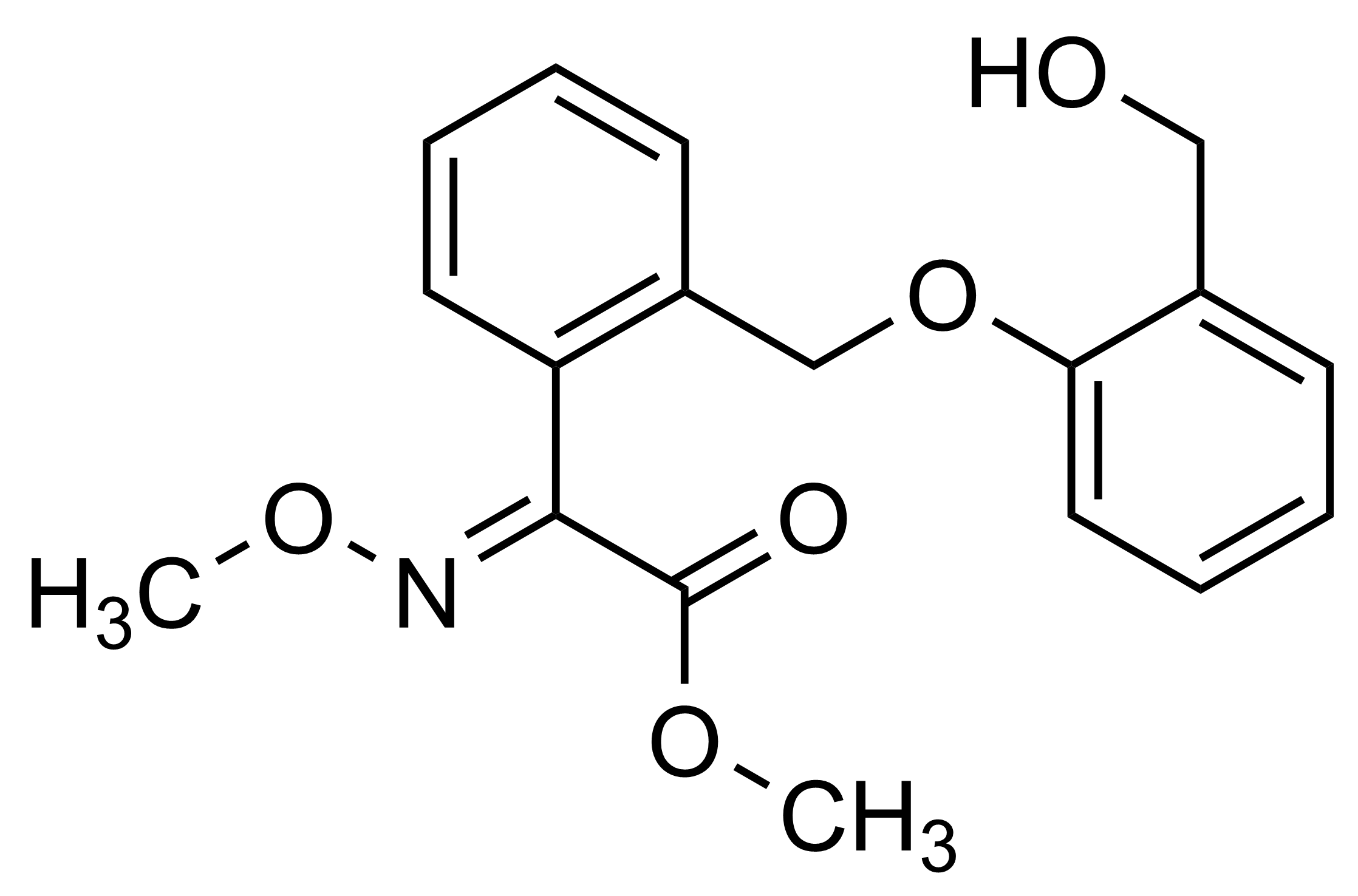 E Kresoxim 2 hydroxymethyl methyl ester Reference Standard Molecular Structure Molecular structure of E Kresoxim 2 hydroxymethyl methyl ester reference standard for LC-MS/MS and GC-MS calibration by WITEGA Laboratorien Berlin-Adlershof GmbH