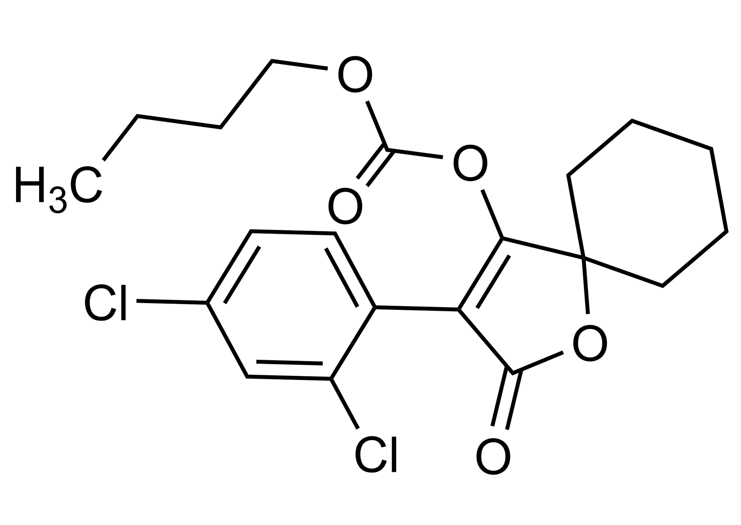 Spirobudiclofen Reference Standard Molecular Structure Spirobudiclofen molecular structure reference standard from WITEGA Laboratorien Berlin-Adlershof GmbH