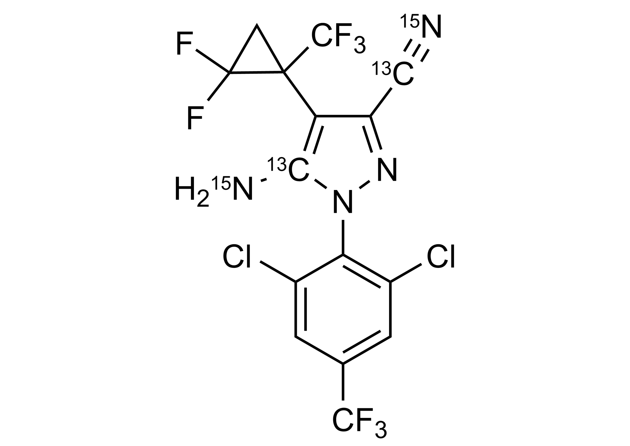 Sisapronil 13C2 15N2 reference standard molecular structure for LC-MS/MS and GC-MS quantification