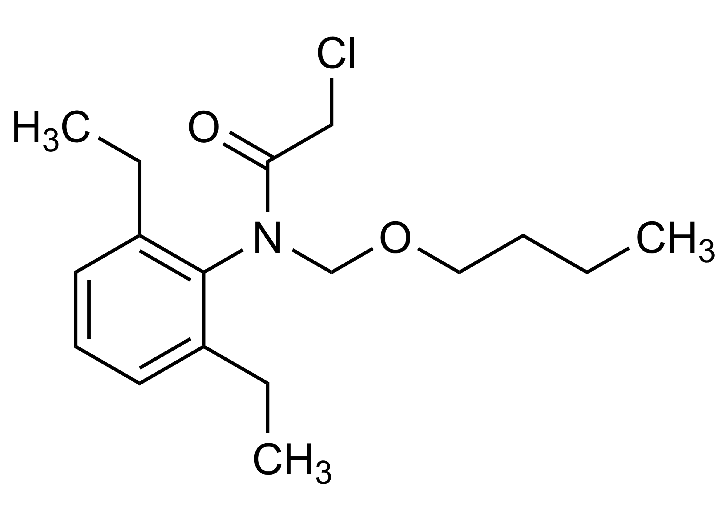 Butachlor Reference Standard Molecular Structure Butachlor reference standard molecular structure for LC-MS/MS and GC-MS calibration
