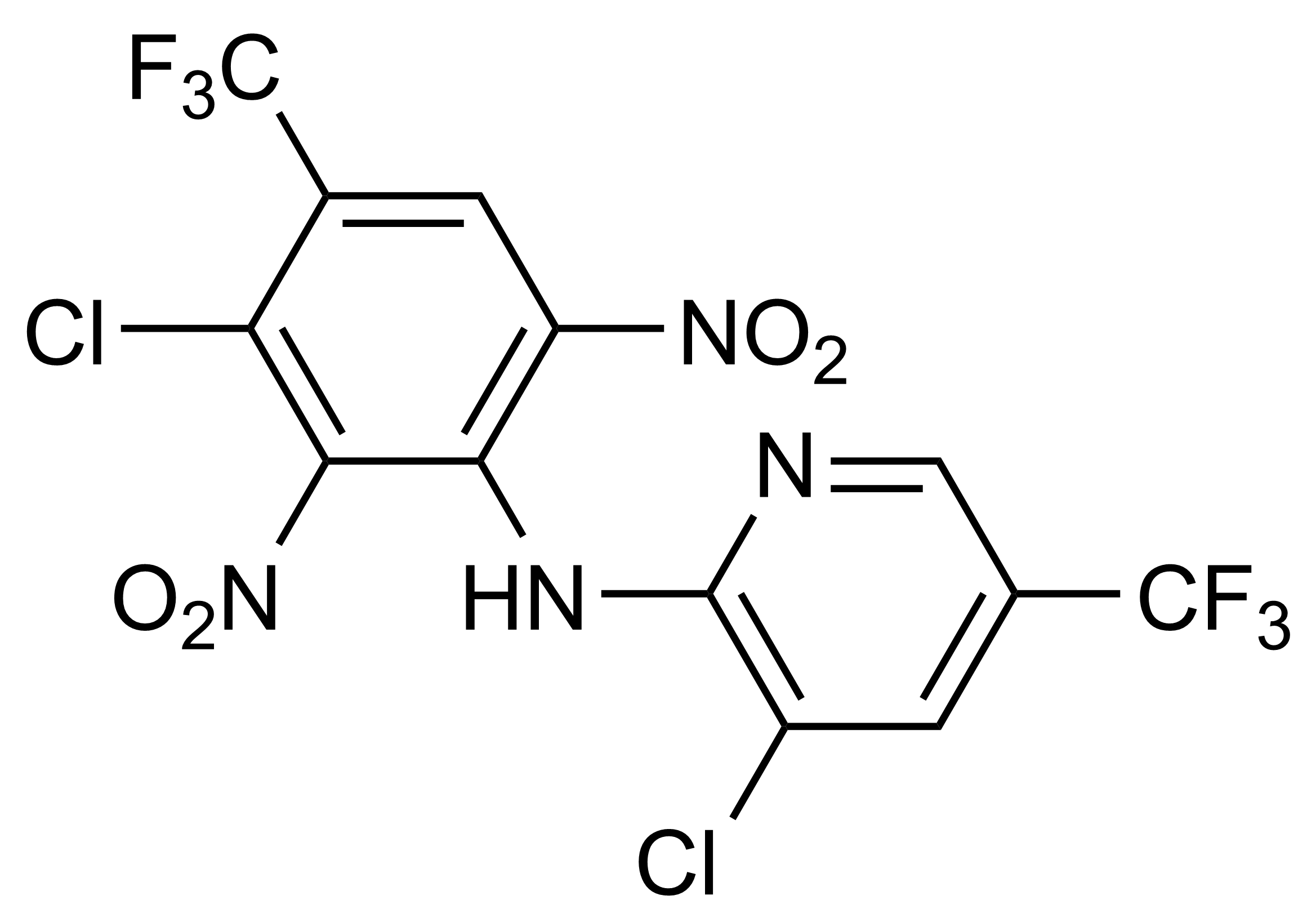 Molecular structure of Fluazinam reference standard (CAS 79622-59-6) for LC-MS/MS and GC-MS quantification