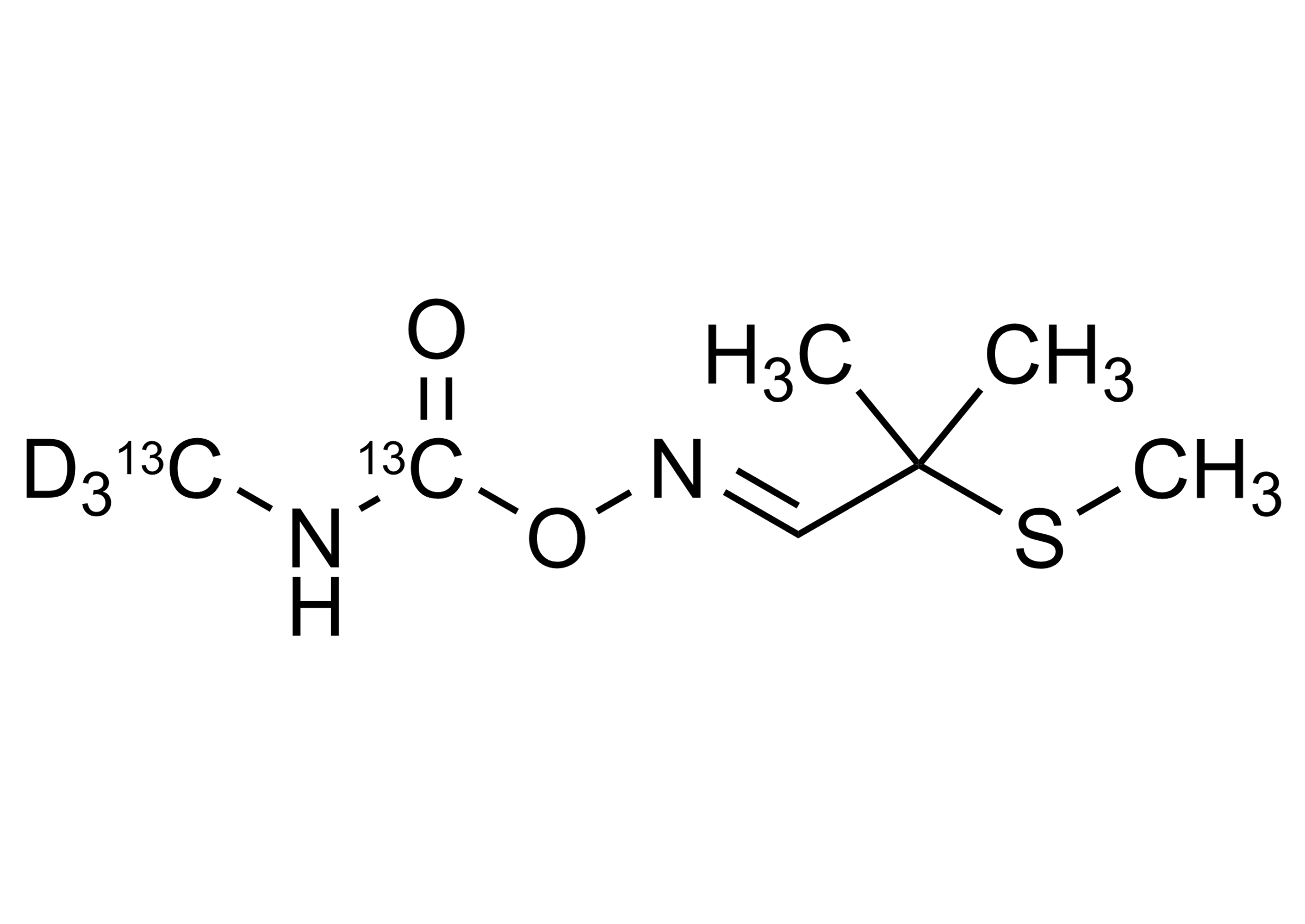 Aldicarb-(N-methyl-13C,D3-carbamoyl-13C) Reference Standard Molecular Structure Structure of Aldicarb-(N-methyl-13C,D3-carbamoyl-13C) reference standard, CAS 2483824-09-3