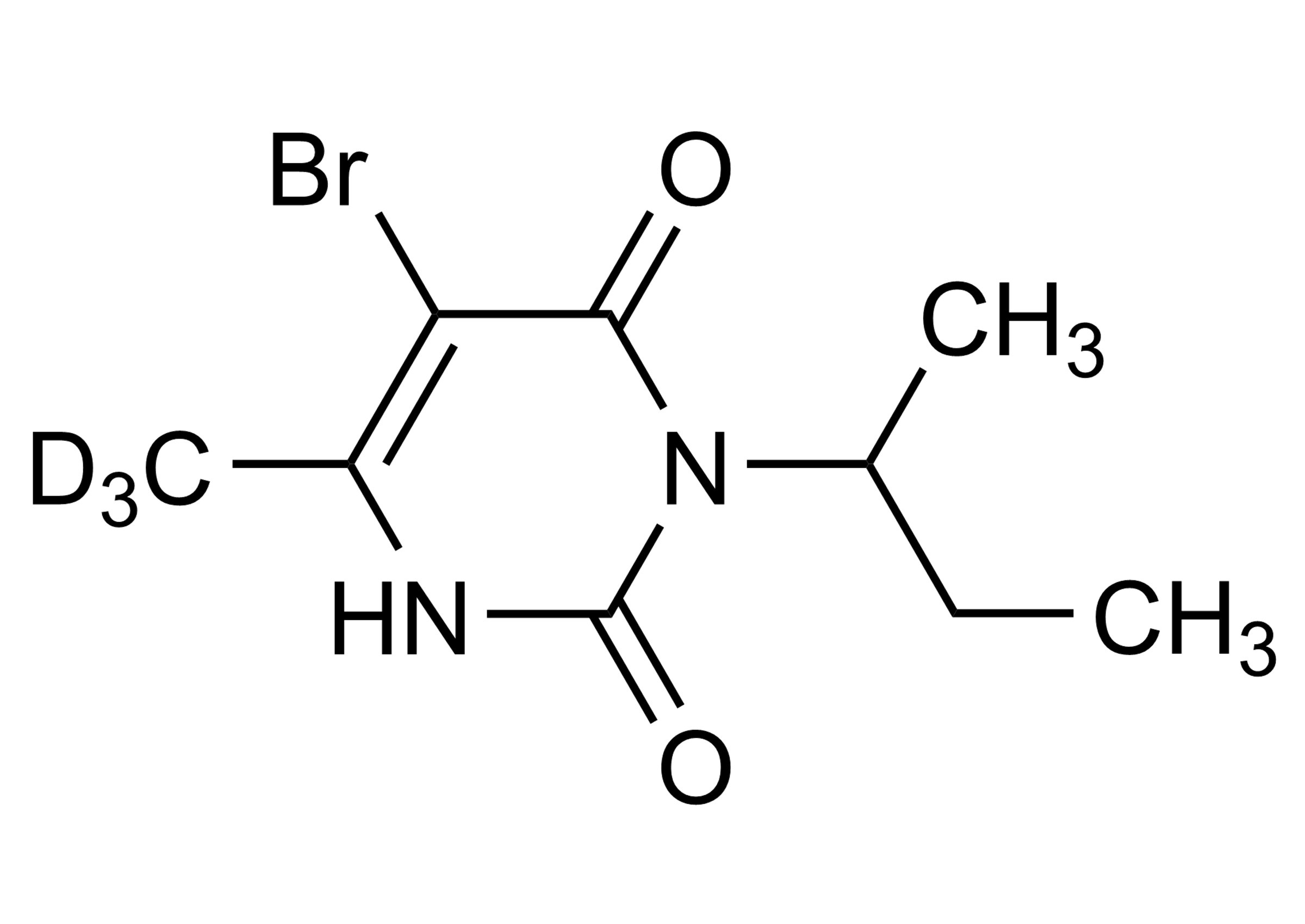 Molecular structure of Bromacil D3 reference standard for LC-MS/MS and GC-MS analysis