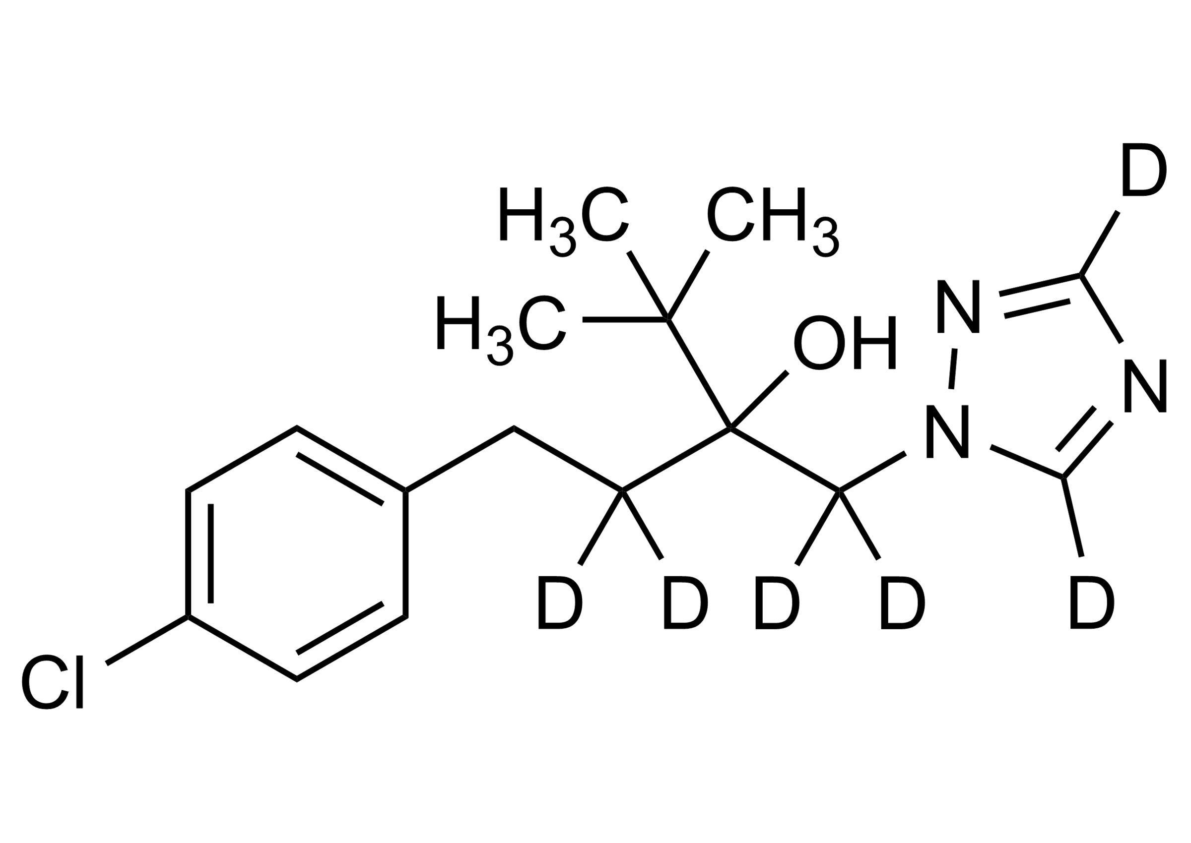 Tebuconazole D6 Reference Standard Molecular Structure Molecular structure of Tebuconazole D6 reference standard for LC-MS/MS and GC-MS