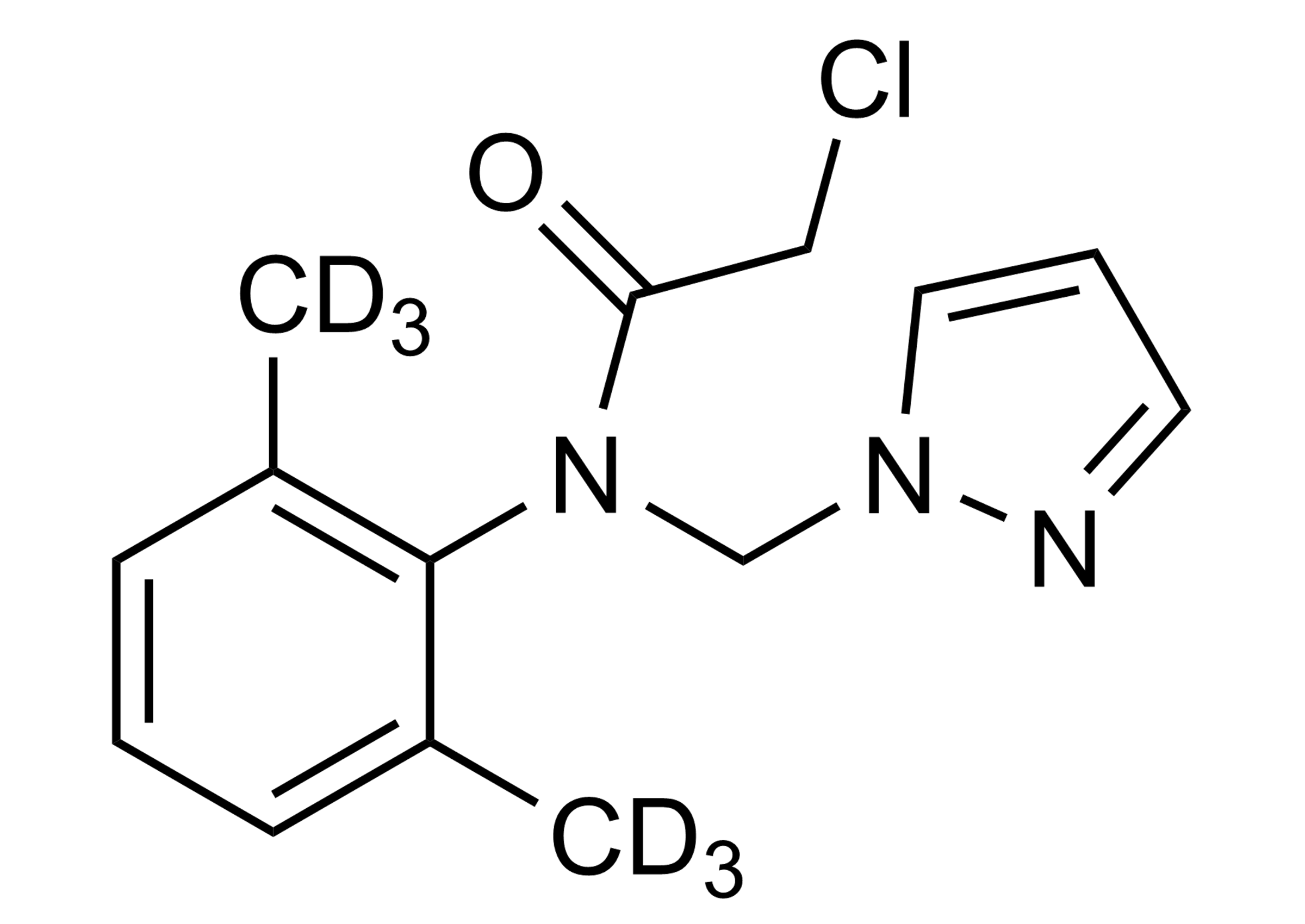 Molecular structure of Metazachlor D6 reference standard for LC-MS/MS and GC-MS analysis