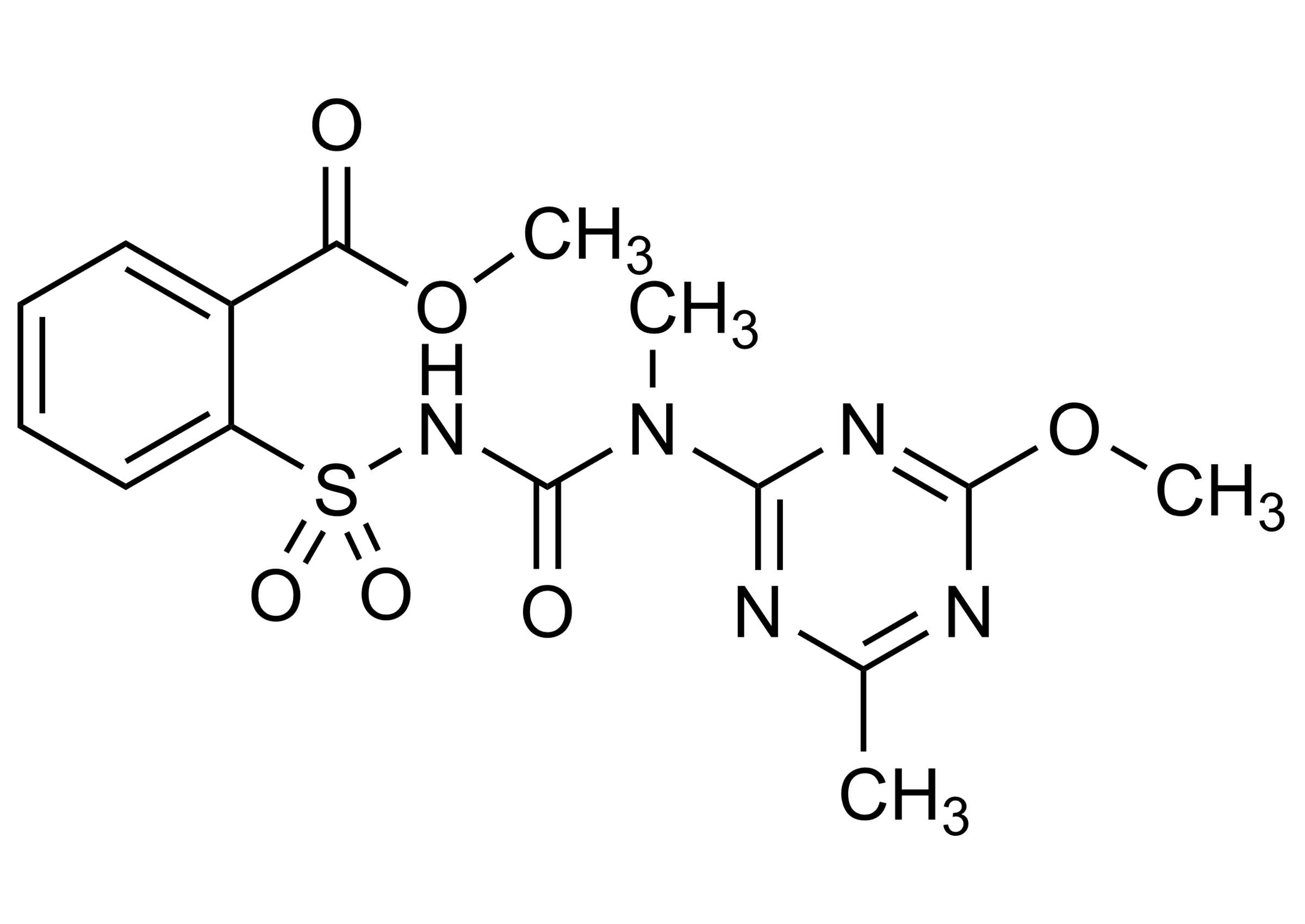 Molecular Structure of Tribenuron methyl Reference Standard Tribenuron methyl molecular structure reference standard for LC-MS/MS and GC-MS analysis