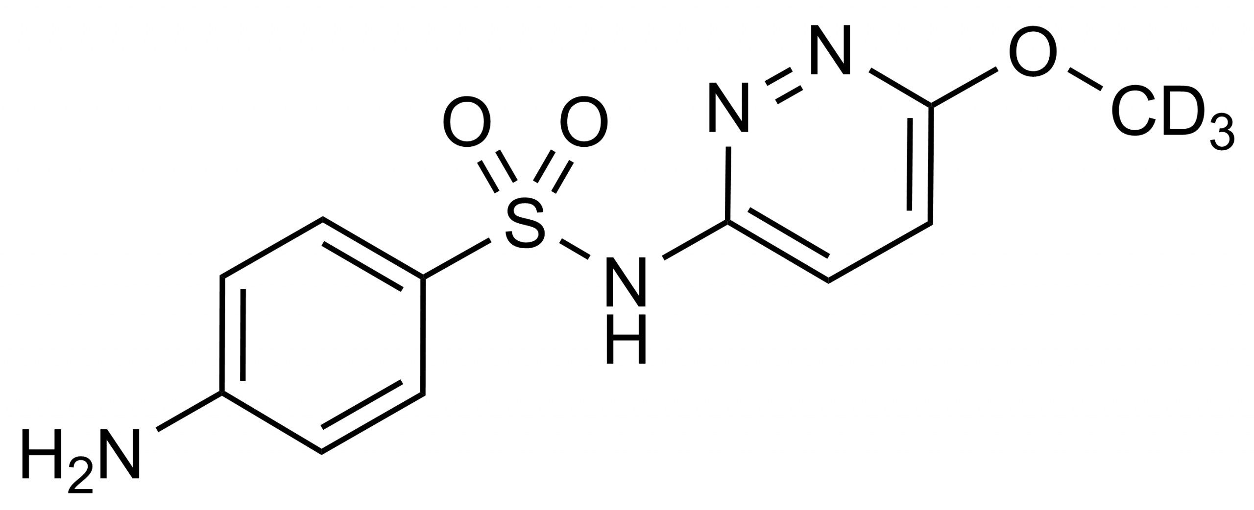 Molecular structure of Sulfamethoxypyridazine-D3 reference standard (CAS 1172846-03-5) for LC-MS/MS calibration