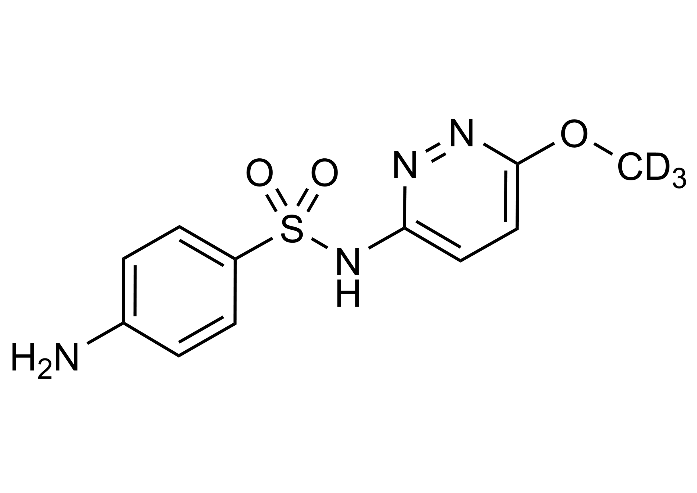 Molecular structure of Sulfamethoxypyridazine-D3 reference standard (CAS 1172846-03-5) for LC-MS/MS calibration