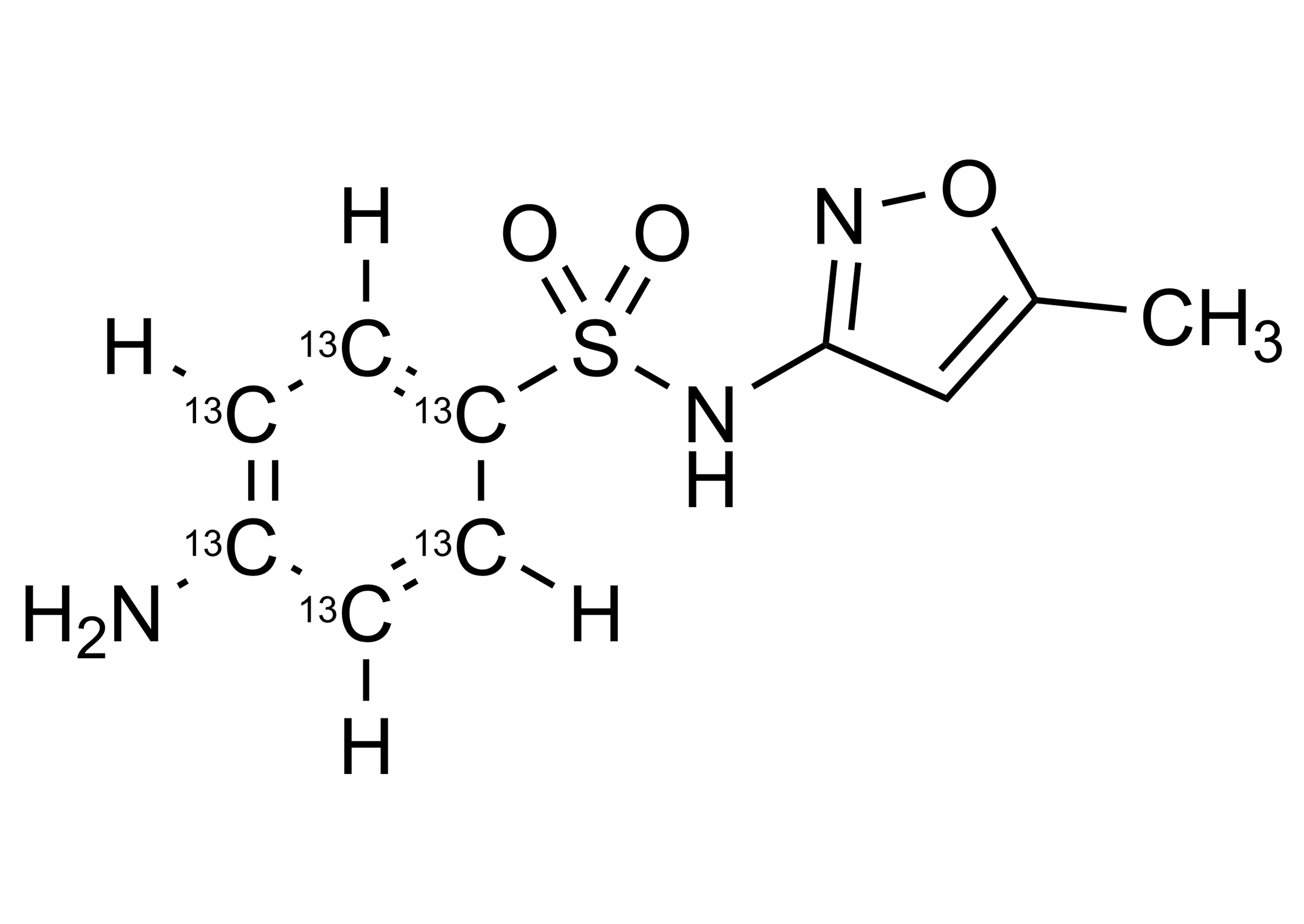 Sulfamethoxazole-13C6 reference standard molecular structure for LC-MS/MS and GC-MS quantification