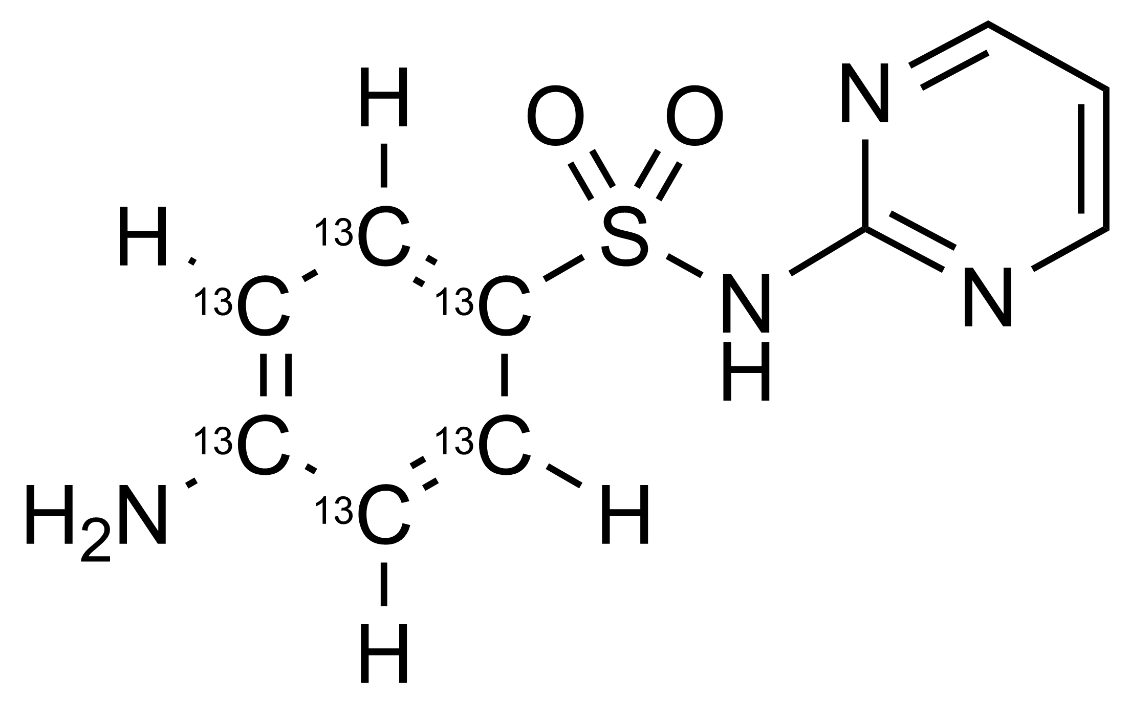 Sulfadiazine-13C6 molecular structure reference standard for LC-MS/MS and GC-MS calibration