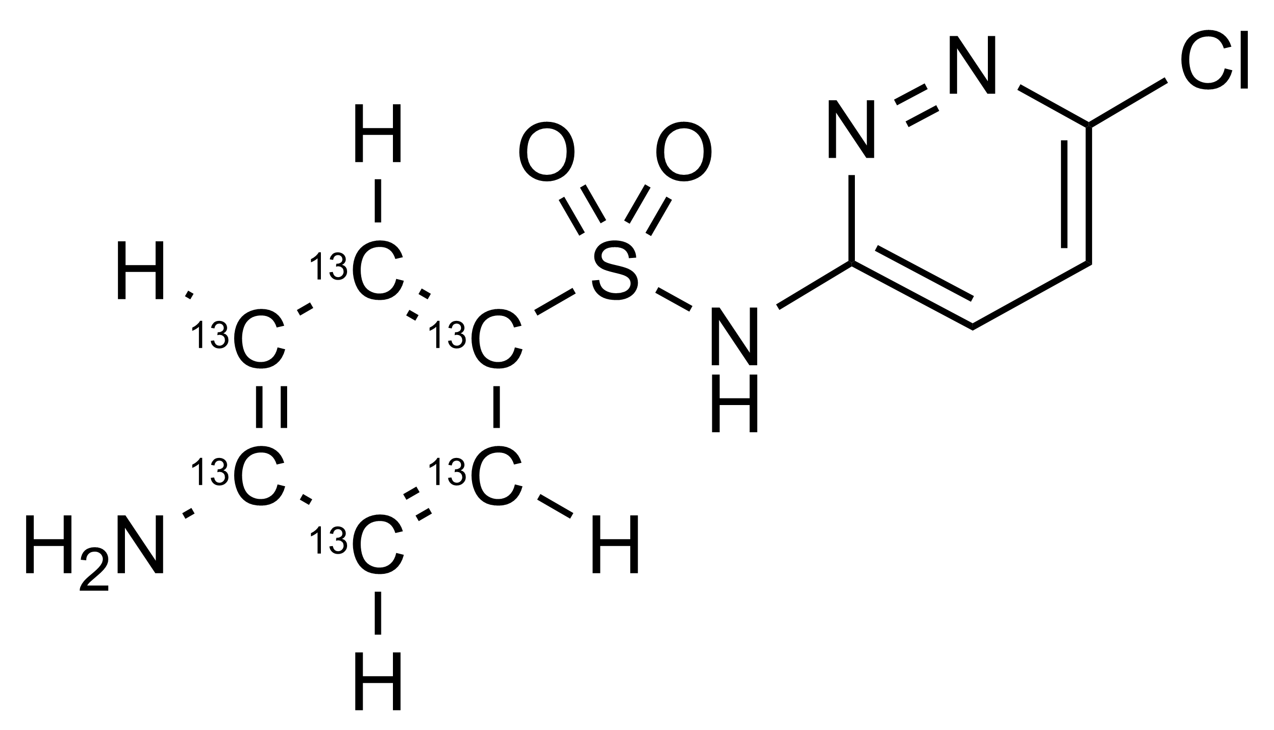 Sulfachloropyridazine-13C6 Reference Standard Molecular Structure Sulfachloropyridazine-13C6 molecular structure reference standard for LC-MS/MS and GC-MS