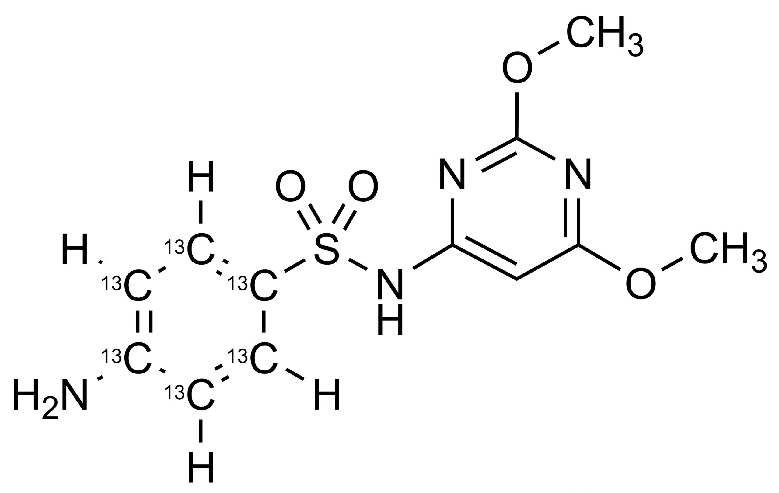 Sulfadimethoxine-13C6 reference standard molecular structure (CAS 1334378-48-1)