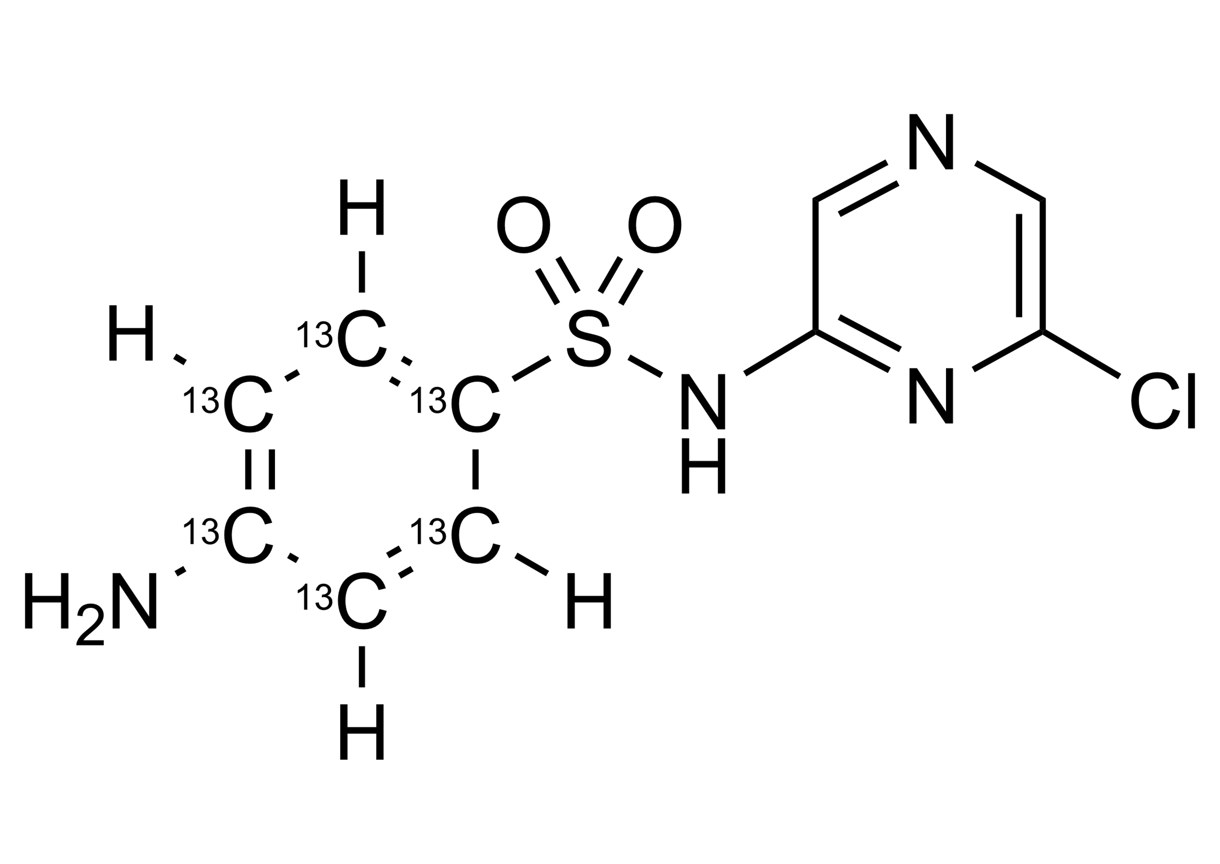 Sulfachloropyrazine-13C6 Sulfaclozine-13C6 Reference Standard Structure Sulfachloropyrazine-13C6 Sulfaclozine-13C6 reference standard molecular structure (CAS 1416711-61-9)