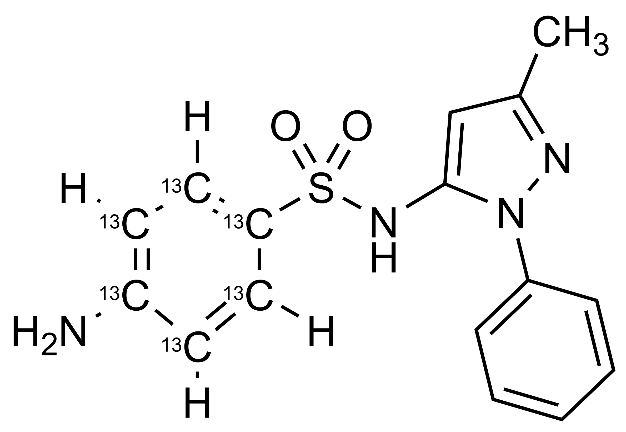 Sulfapyrazole-13C6 reference standard molecular structure for LC-MS/MS and GC-MS quantification