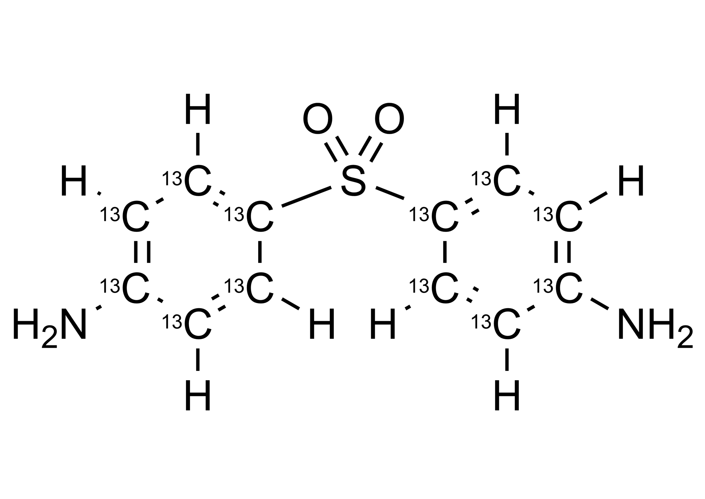 Dapsone-13C12 Reference Standard Structure Image Dapsone-13C12 reference standard molecular structure for LC-MS/MS calibration