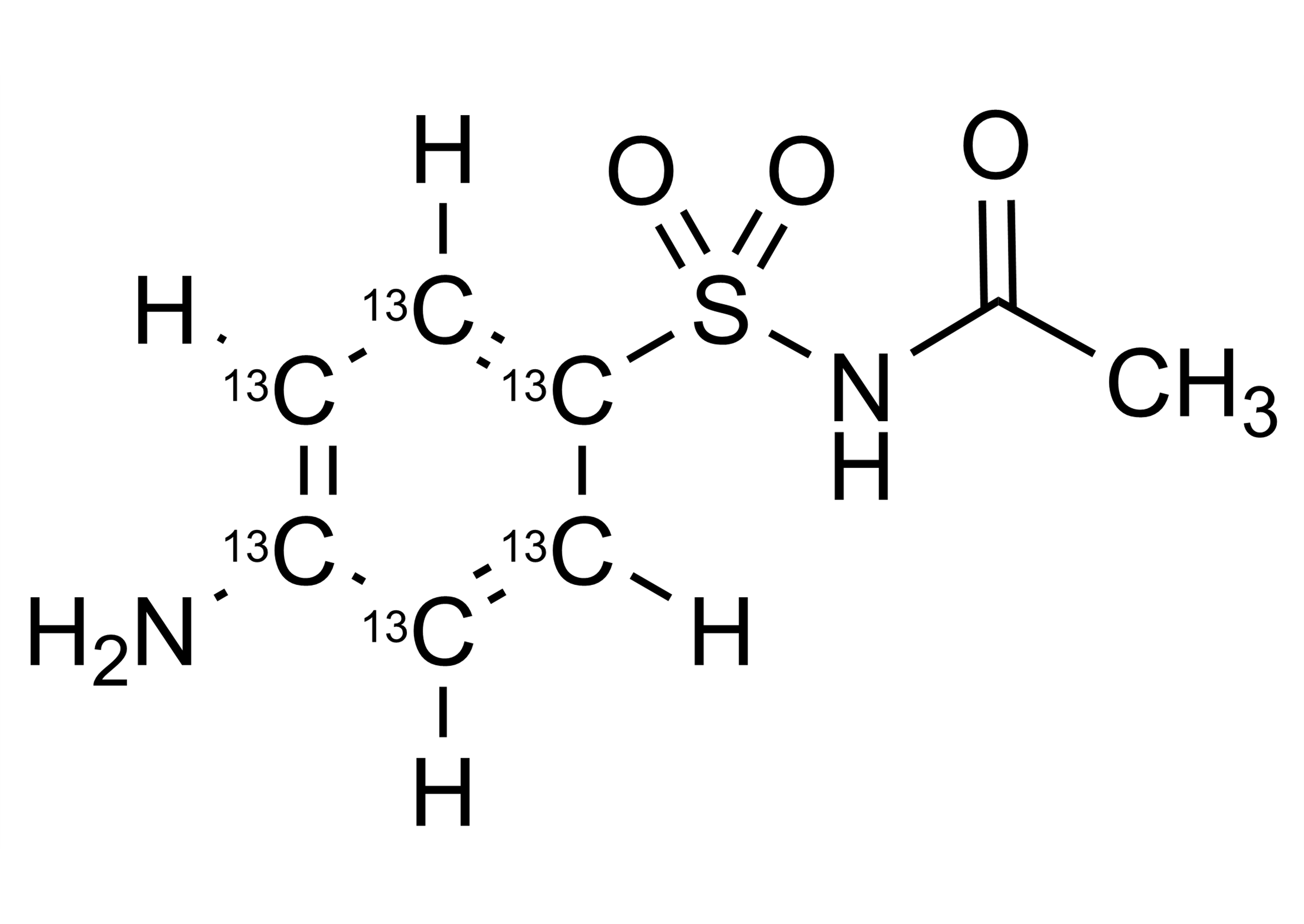 Sulfacetamide 13C6 Reference Standard Molecular Structure Sulfacetamide 13C6 reference standard molecular structure for LC-MS/MS and GC-MS calibration