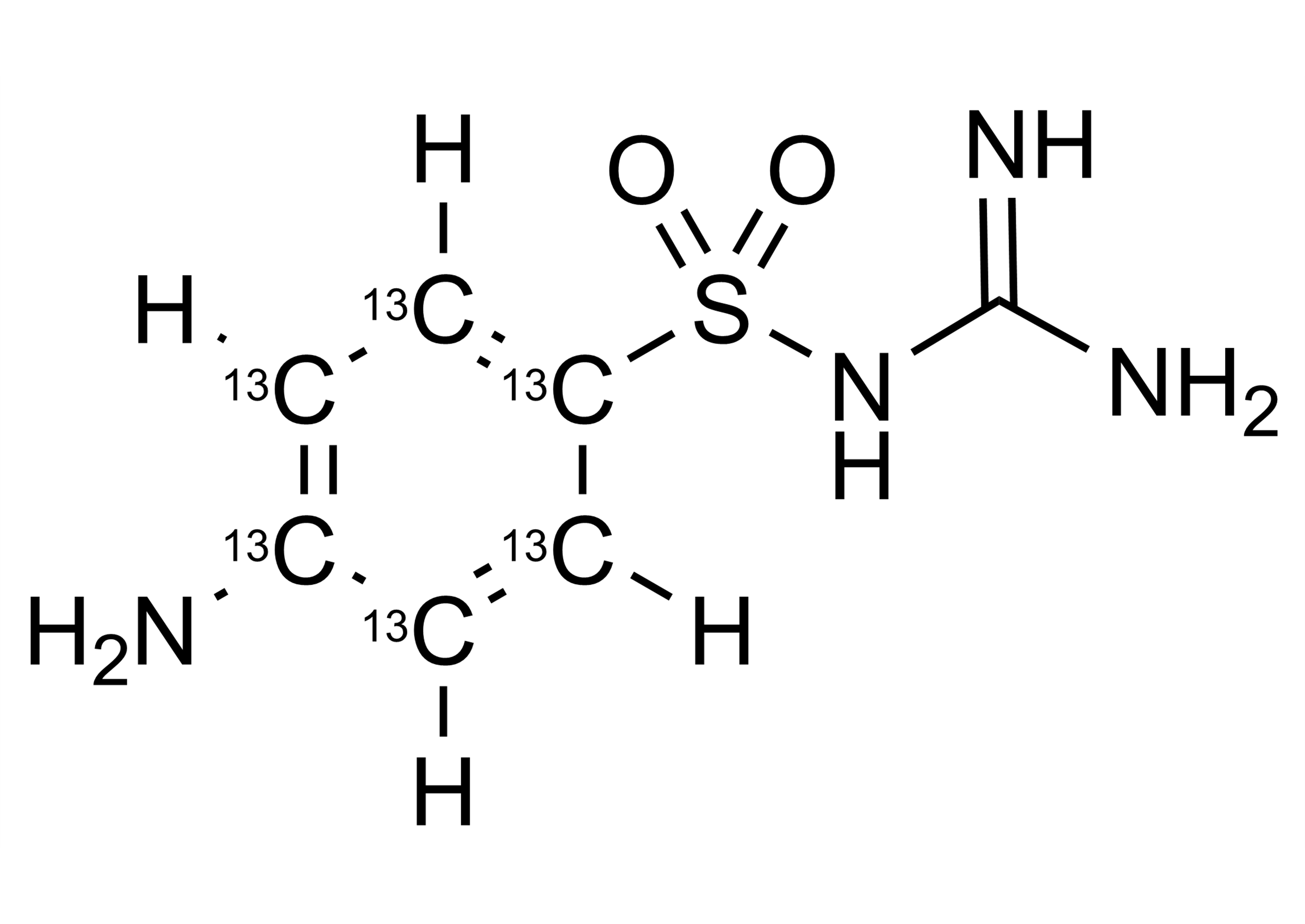 Sulfaguanidine 13C6 Reference Standard Molecular Structure Sulfaguanidine 13C6 reference standard molecular structure for LC-MS/MS and GC-MS