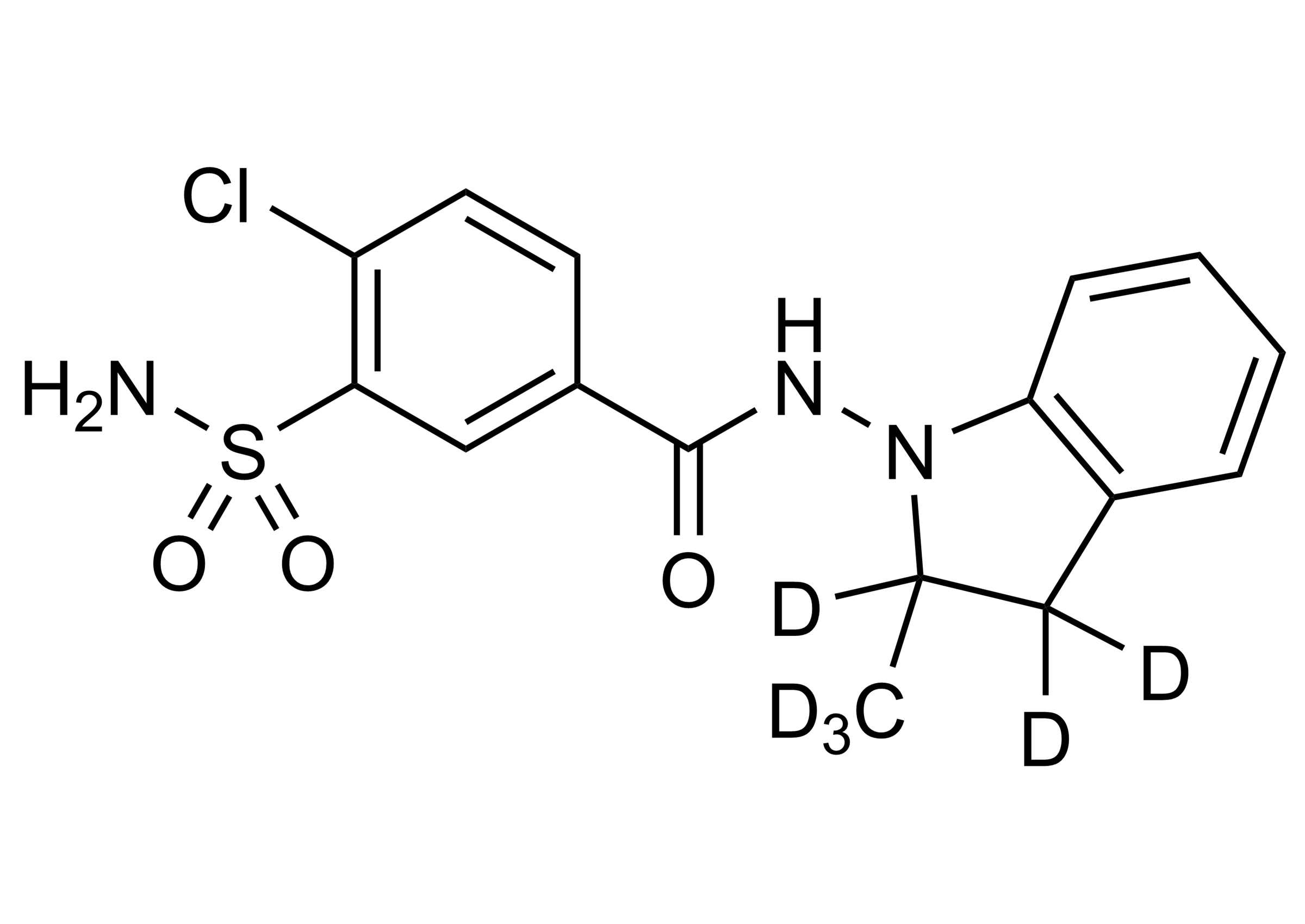Indapamide-D6 Reference Standard Molecular Structure Indapamide-D6 reference standard molecular structure for LC-MS/MS and GC-MS quantification