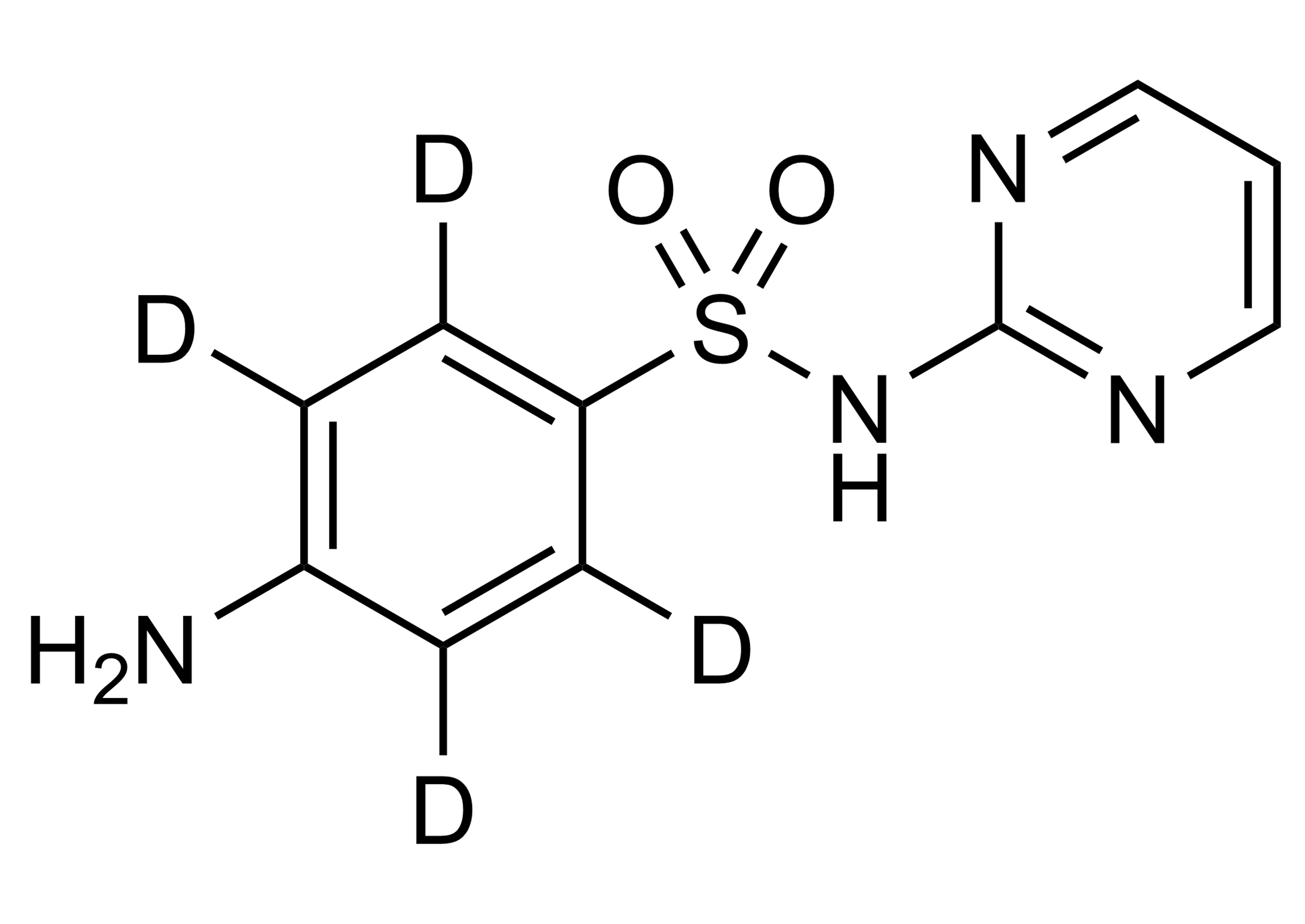 Sulfadiazine D4 Reference Standard Structure Sulfadiazine D4 reference standard molecular structure for LC-MS/MS and GC-MS