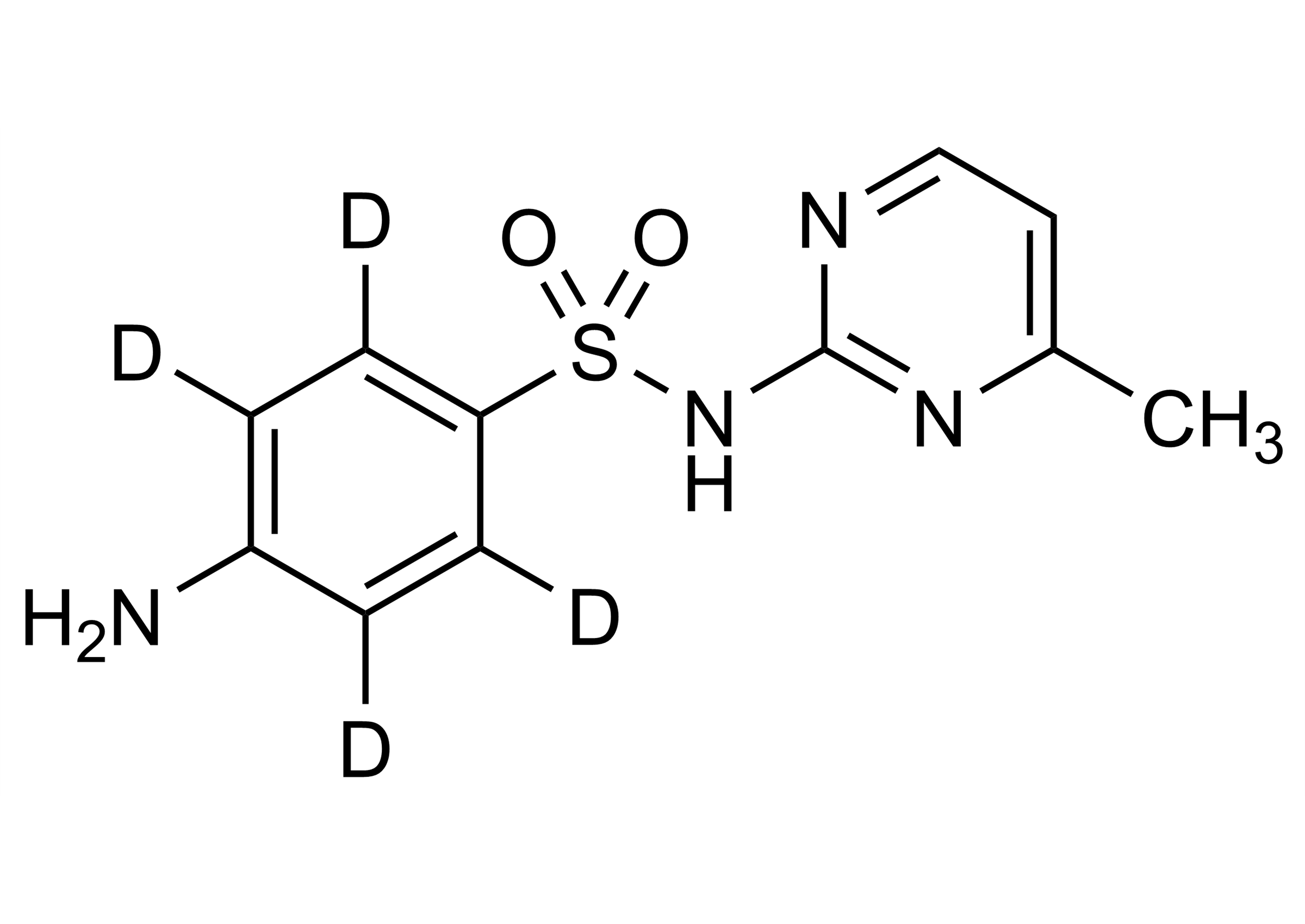 Molecular structure of Sulfamerazine D4 reference standard for LC-MS/MS and GC-MS quantification