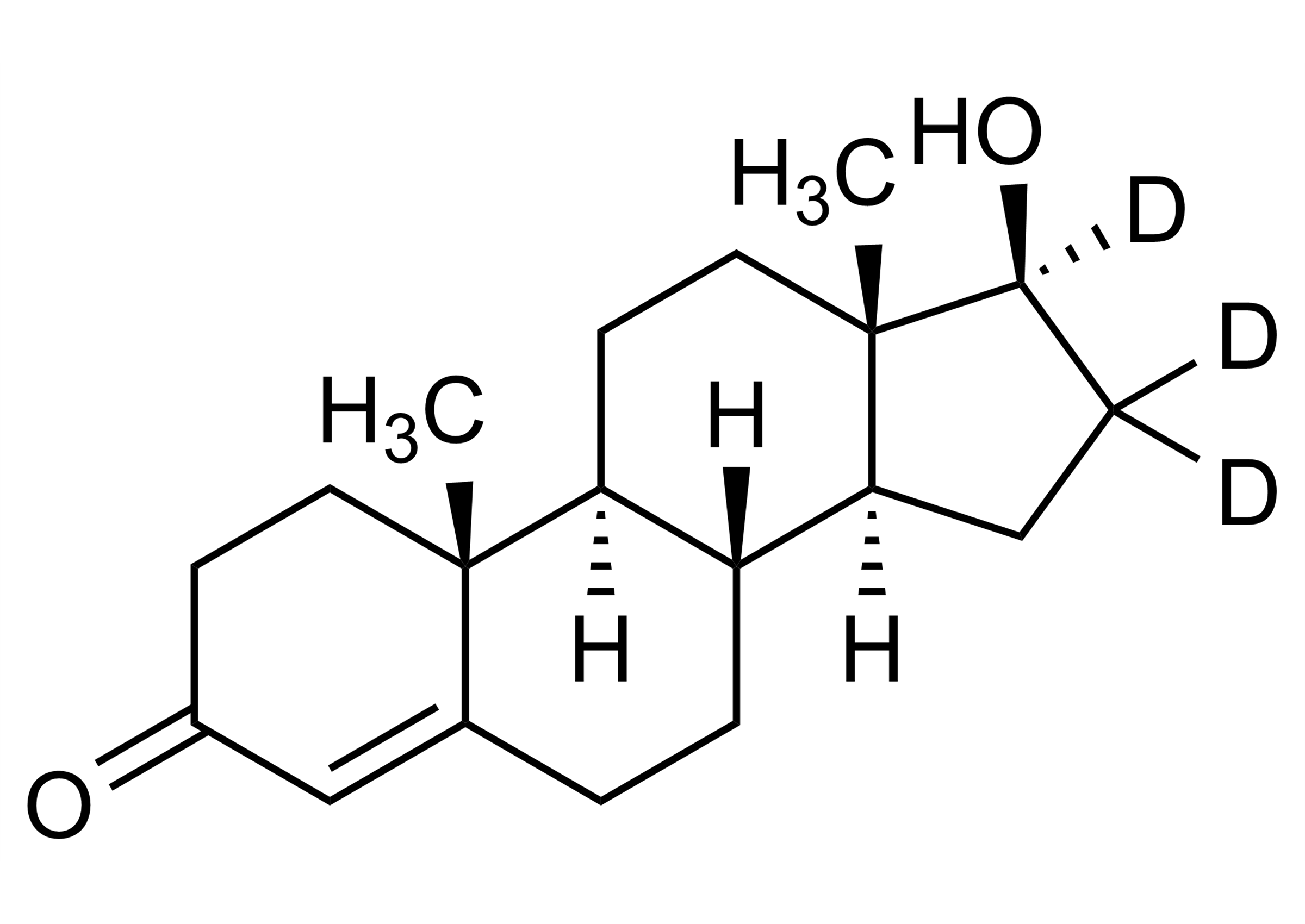 Testosterone-16,16,17-D3 Reference Standard Structure Molecular structure of Testosterone-16,16,17-D3 reference standard for mass spectrometry