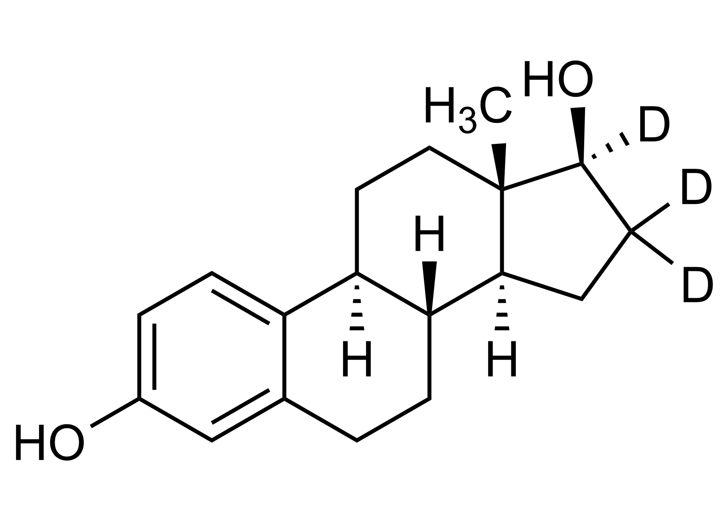 17beta Estradiol 16,16,17 D3 Reference Standard Structure Molecular structure of 17beta Estradiol 16,16,17 D3 reference standard (CAS 79037-37-9) for LC-MS/MS and GC-MS quantification