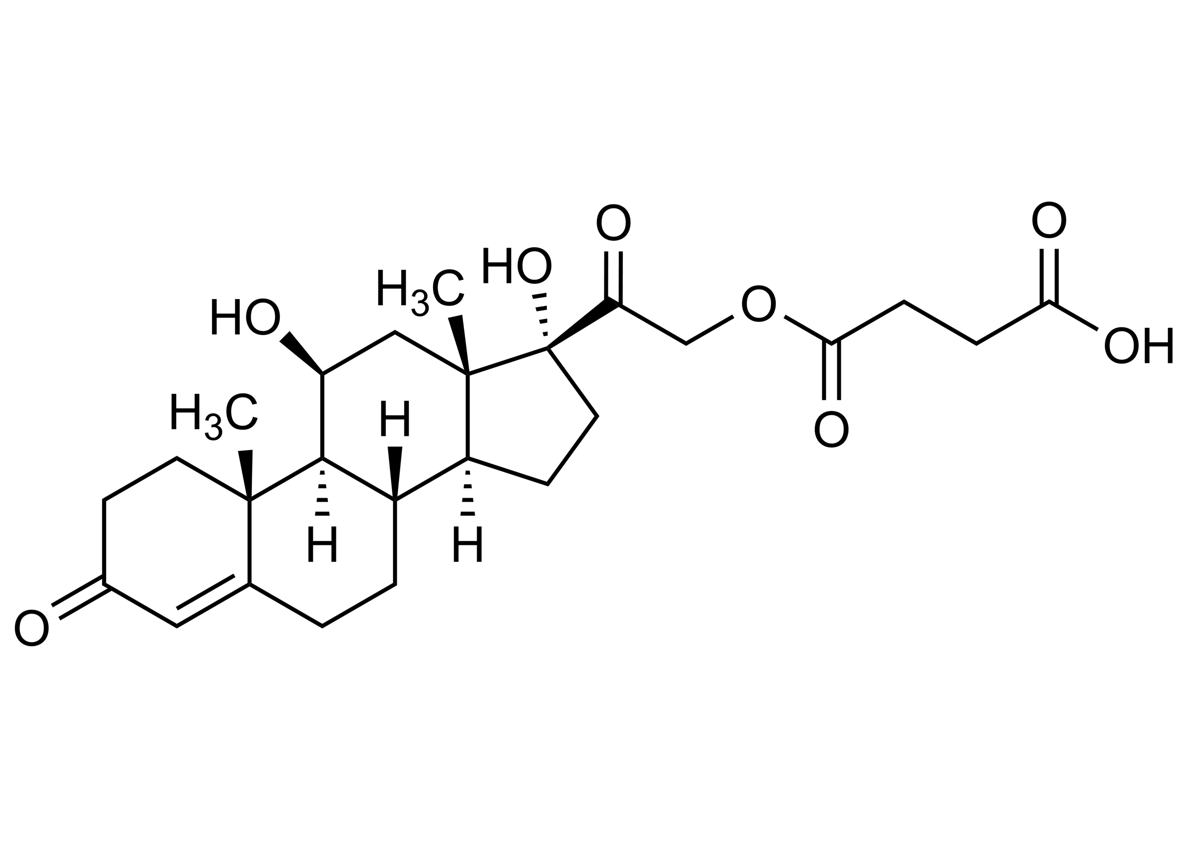 Molecular structure of Hydrocortisone 21-hemisuccinate reference standard for LC-MS/MS and GC-MS analysis