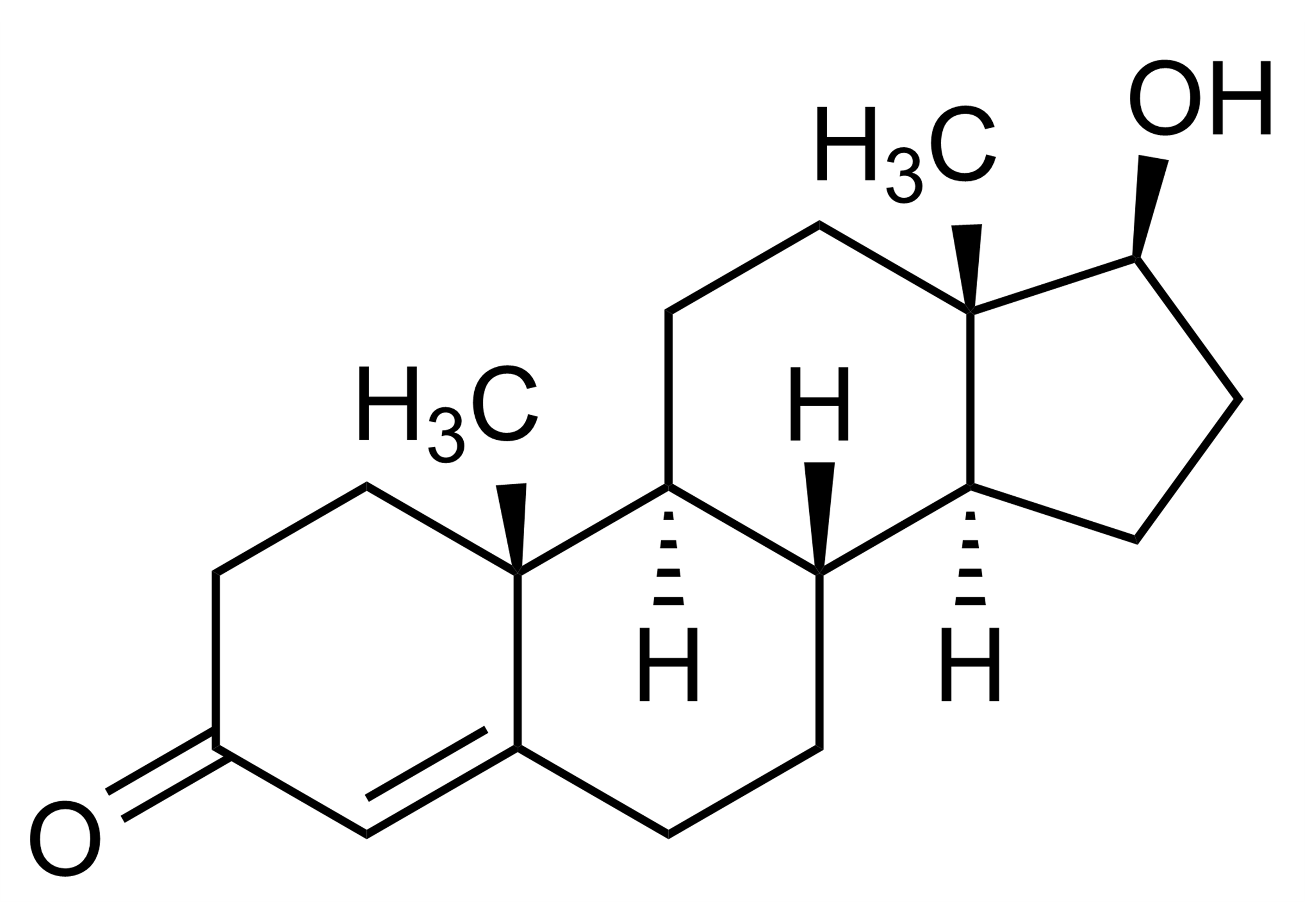 Testosterone reference standard molecular structure (CAS 58-22-0) for LC-MS/MS and GC-MS analysis