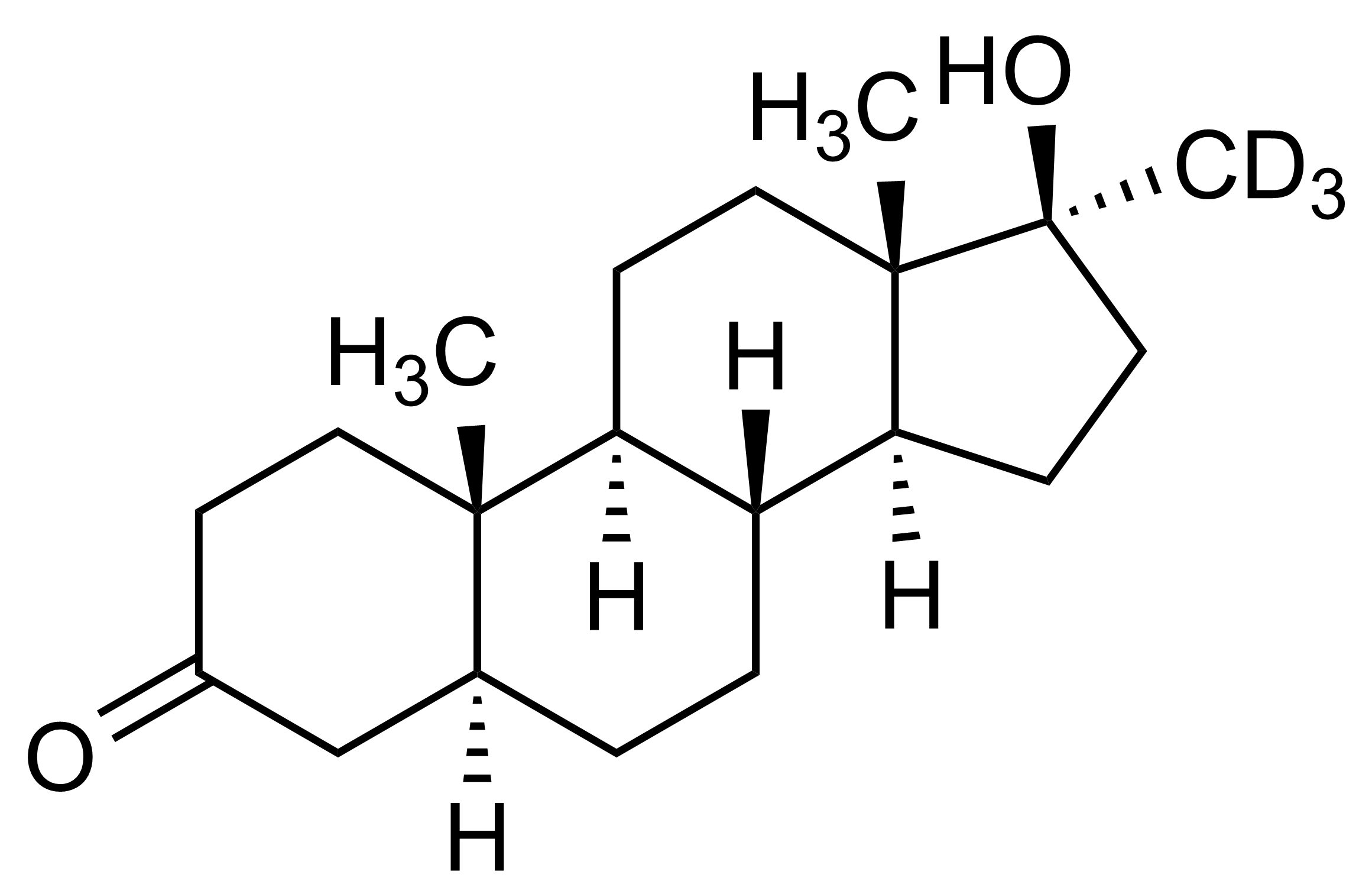 Mestanolone D3 Reference Standard - Molecular Structure Mestanolone D3 reference standard chemical structure for LC-MS/MS and GC-MS quantification