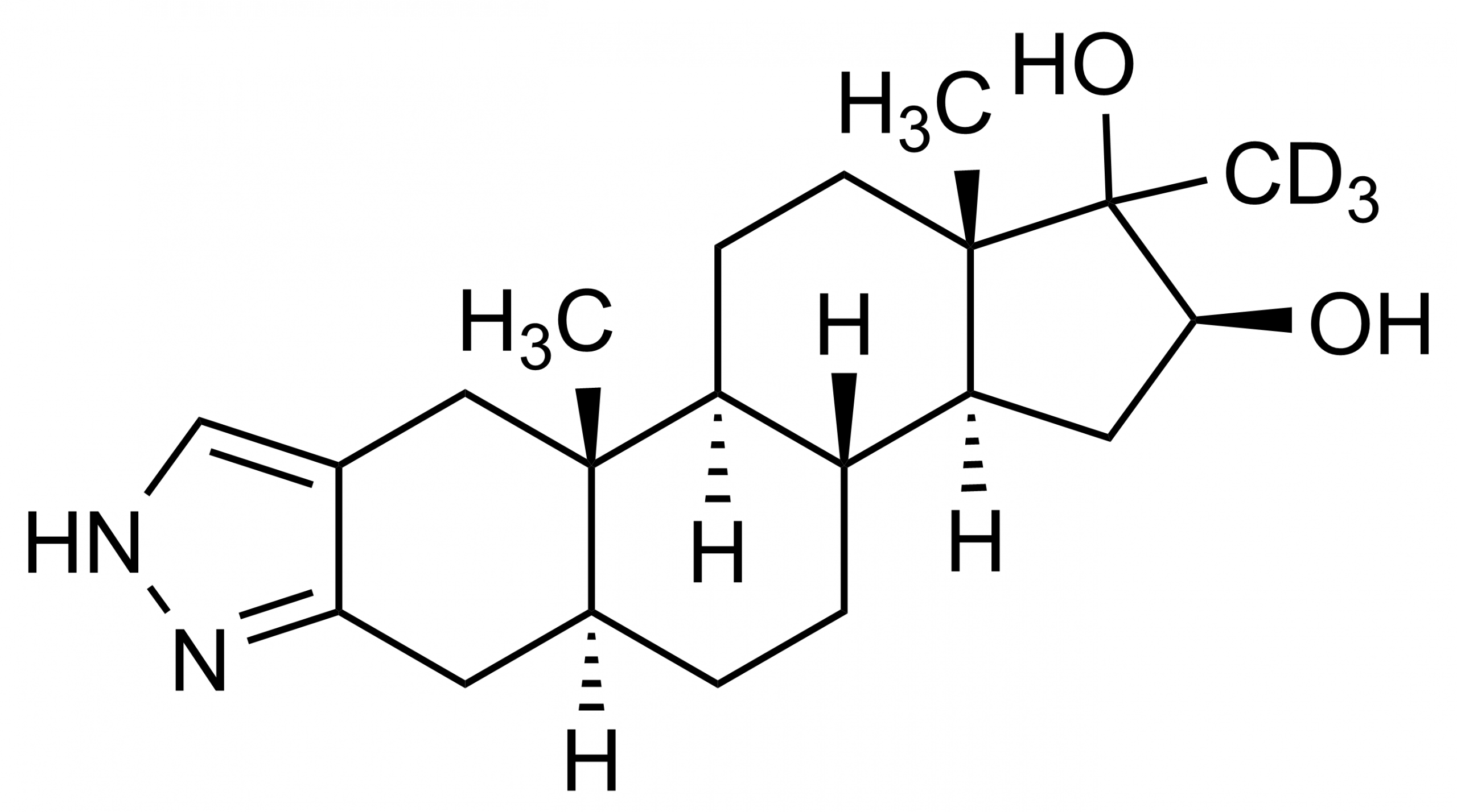 16beta Hydroxystanozolol D3 Reference Standard Molecular Structure Molecular structure of 16beta Hydroxystanozolol D3 reference standard for LC-MS/MS and GC-MS analysis