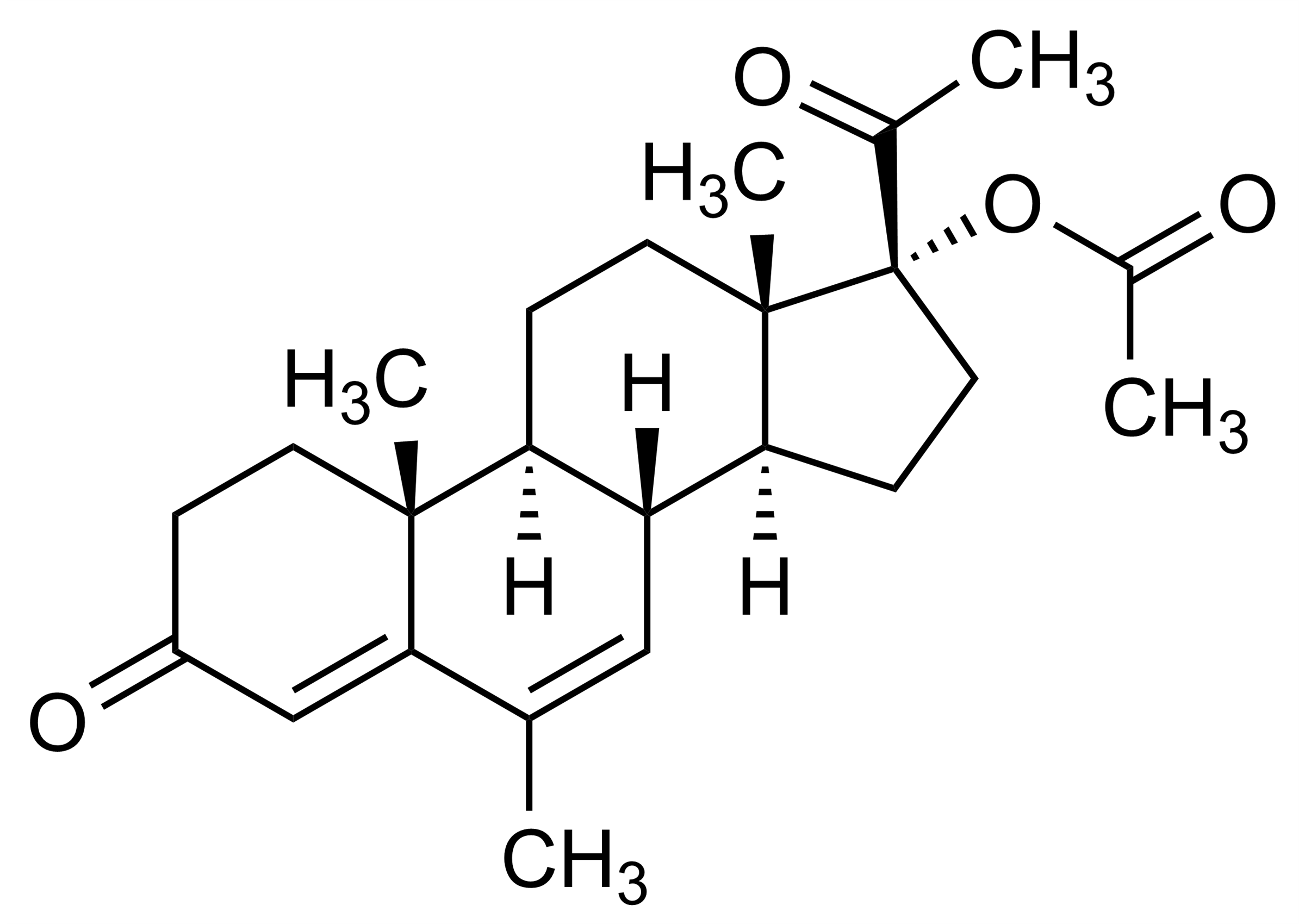 Megestrol acetate reference standard molecular structure (CAS 595-33-5) for LC-MS/MS and GC-MS quantification