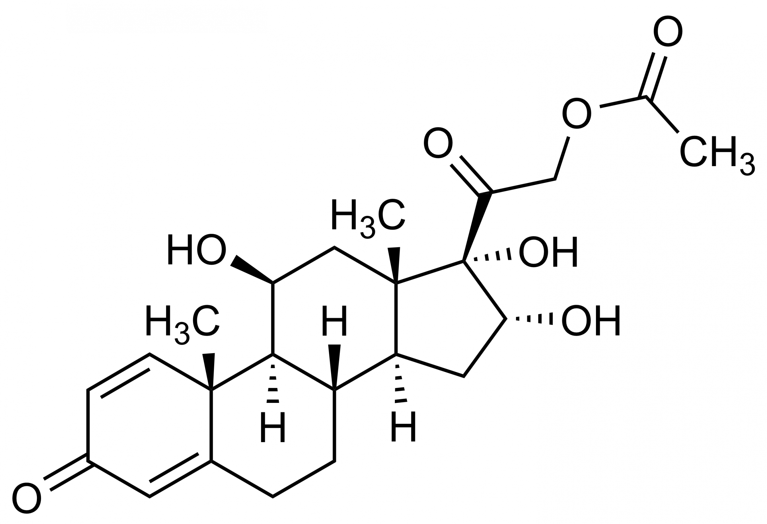 Molecular structure of 16alpha Hydroxyprednisolone acetate reference standard for LC-MS/MS and GC-MS quantification