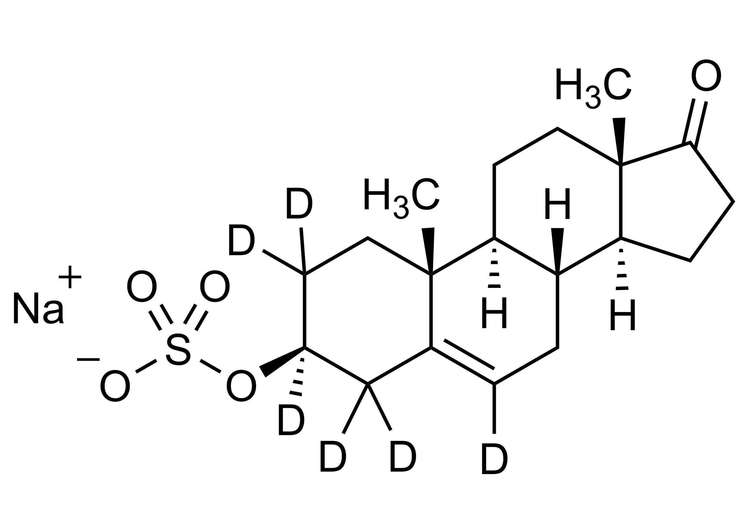 Dehydroepiandrosterone D6 sulfate sodium salt (CAS 1261254-41-4) molecular structure reference standard