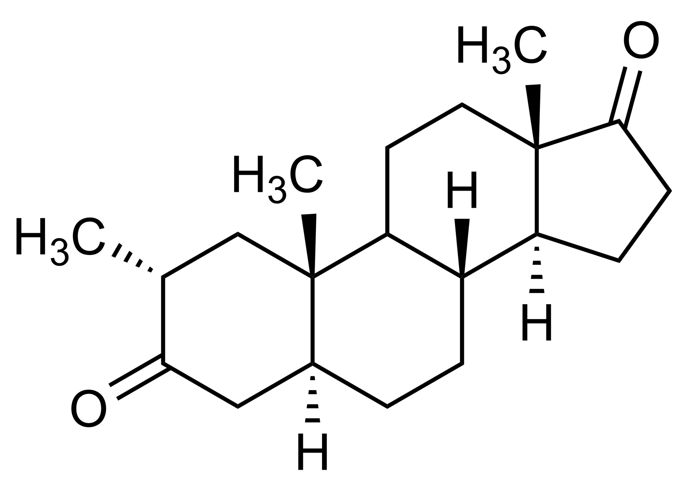 2alpha 5alpha 2-Methylandrostane-3,17-dione Reference Standard Structure 2alpha 5alpha 2-Methylandrostane-3,17-dione reference standard molecular structure for LC-MS/MS and GC-MS