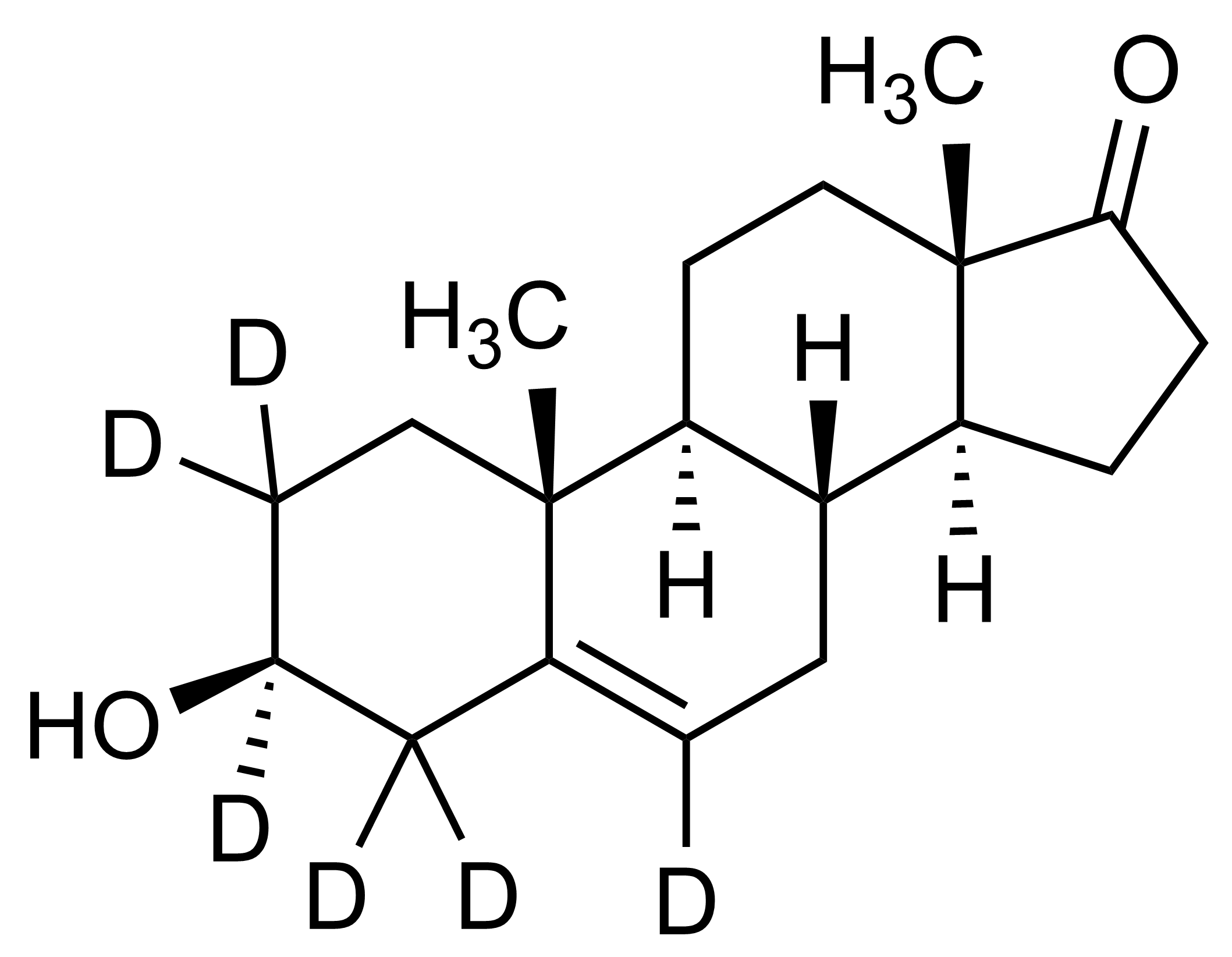 Dehydroepiandrosterone D6 reference standard molecular structure (CAS 1261254-39-0)