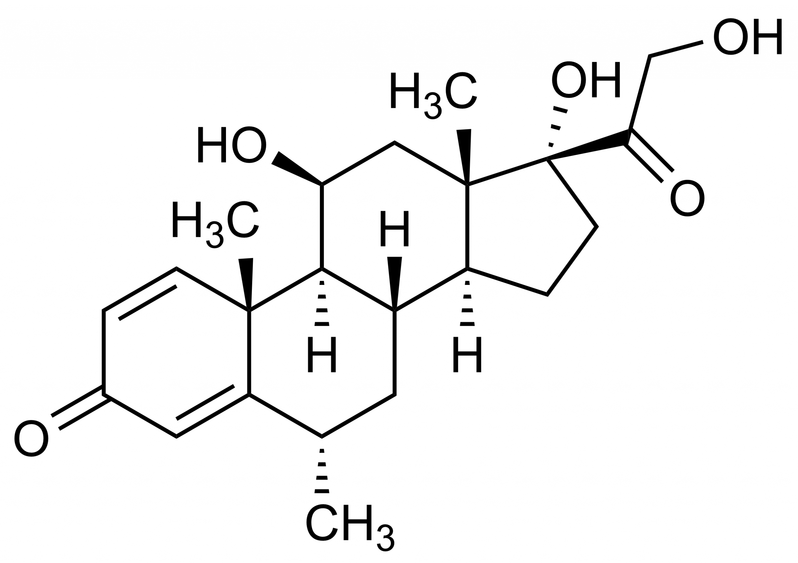Methylprednisolone Reference Standard Structure - WITEGA Methylprednisolone (CAS 83-43-2) reference standard molecular structure for LC-MS/MS and GC-MS analysis