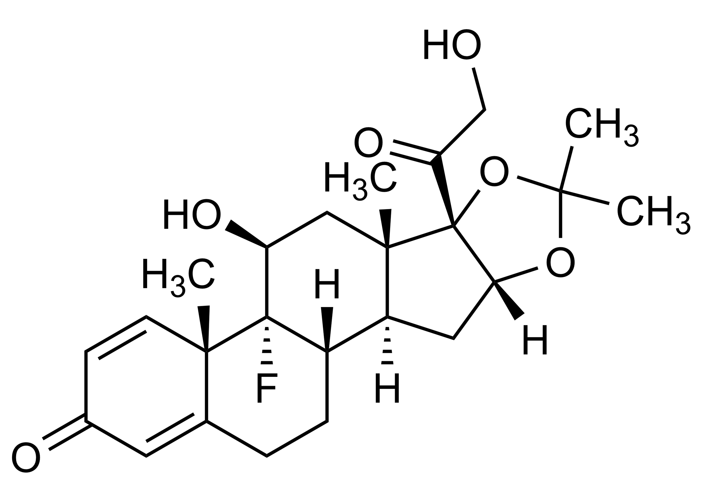 Triamcinolone acetonide molecular structure reference standard for LC-MS/MS and GC-MS (CAS 76-25-5)